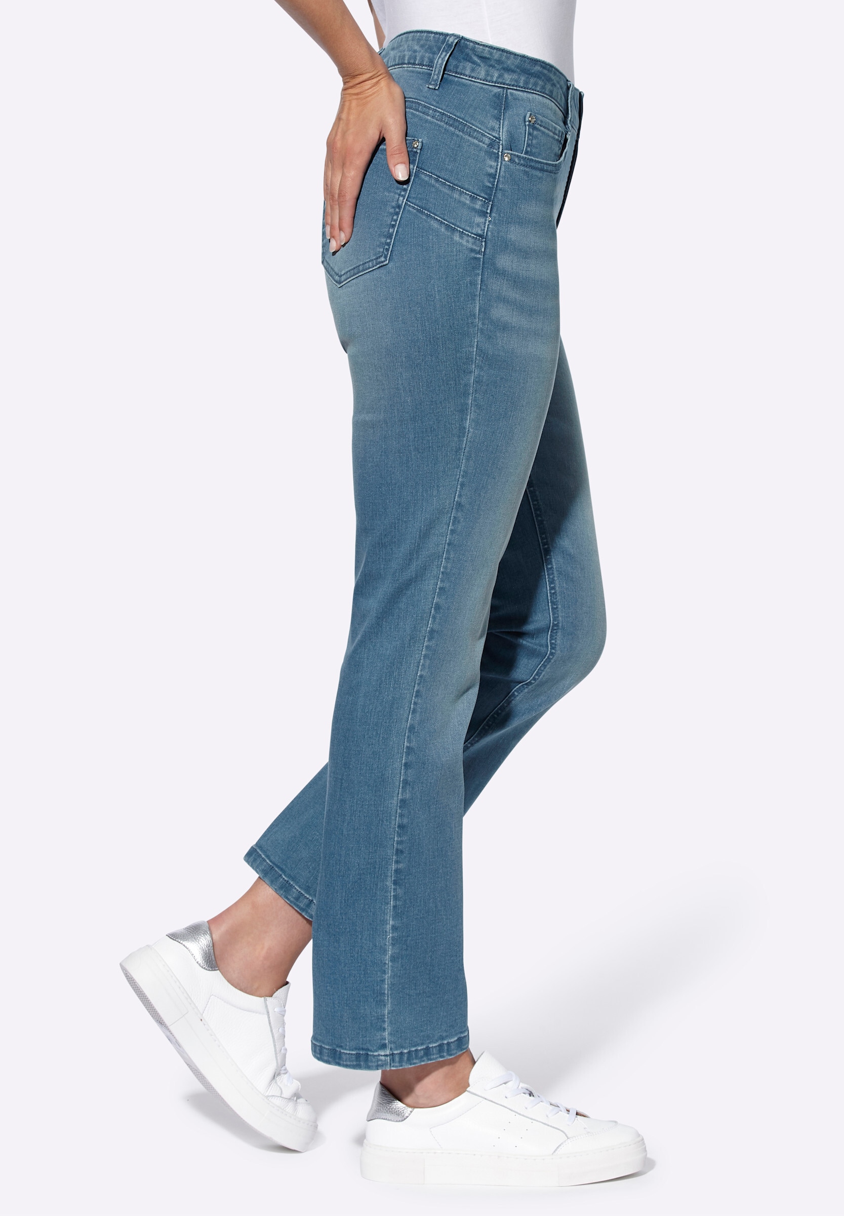 heine 5-Pocket-Jeans »Jeans Push-up-Jeans mit Schmuck-Knopf«