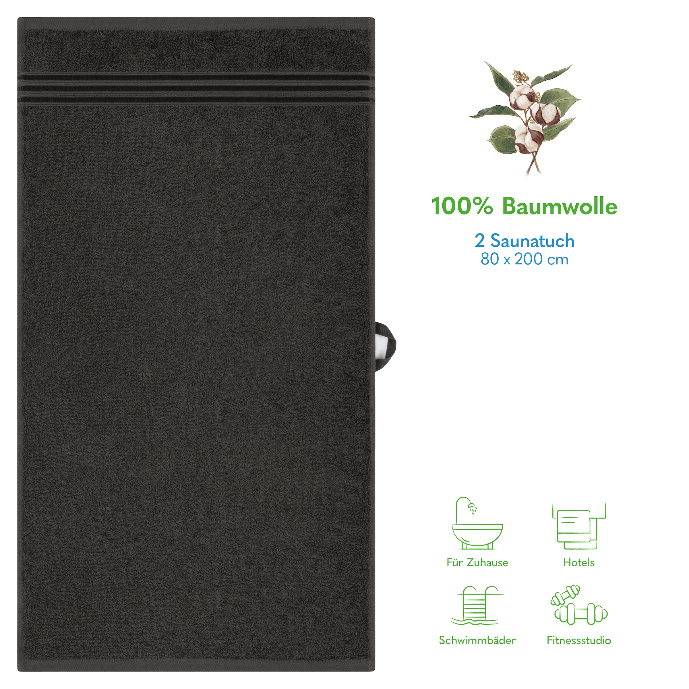 HAMMETEX Saunatuch »Hammetex 2er Set extra große Saunatücher« 100% Baumwolle – Weich & Saugfähig – Luxuriöse Große Spa-Badetücher