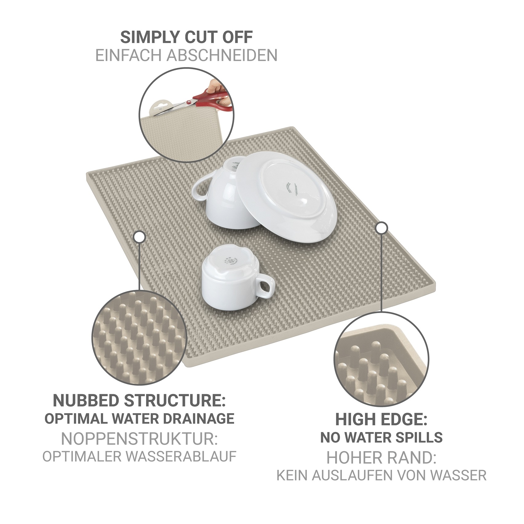 WENKO Abtropfmatte »Modell Maxi« Spülmatte für Geschirr mit großer Oberfläche, spülmaschinengeeignet