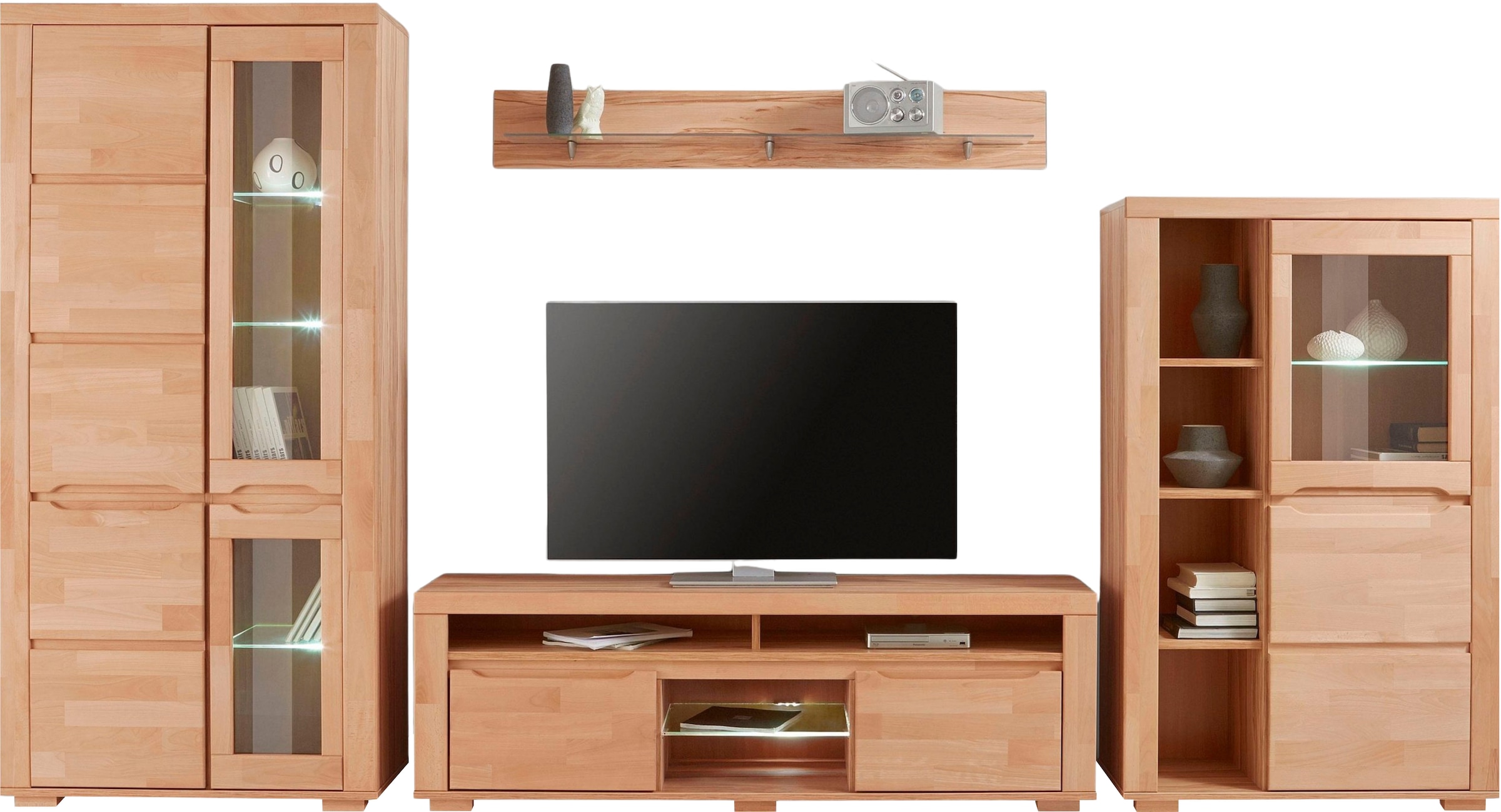 Home affaire Wohnwand »Denis« Set, 4 Stk. tlg. teilmassives Holz