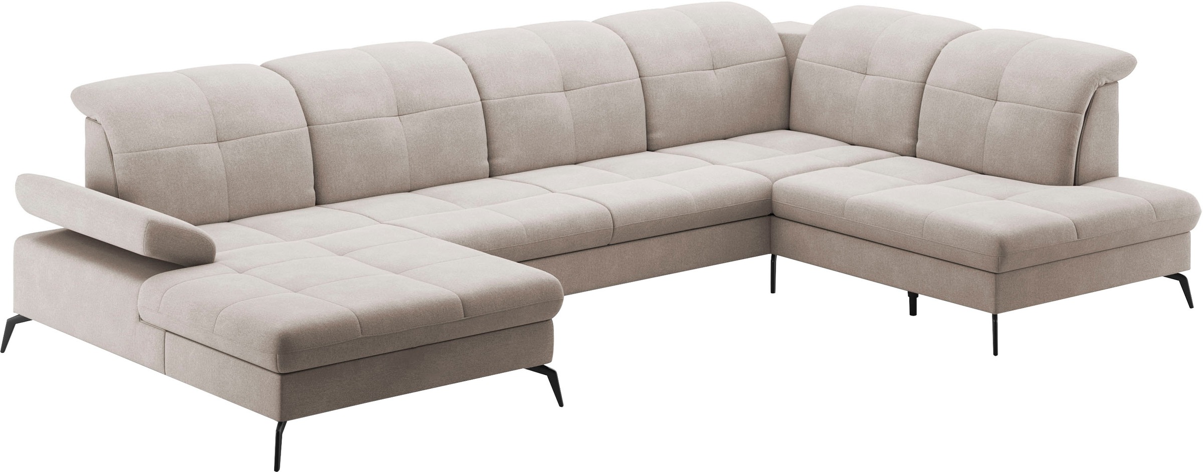sit&more Wohnlandschaft »Amica, U-Form, inkl. Sitztiefenverstellung und Armteilverstellung«, wahlweise mit Kopfteilverstellung, Bettfunktion und Bettkasten
