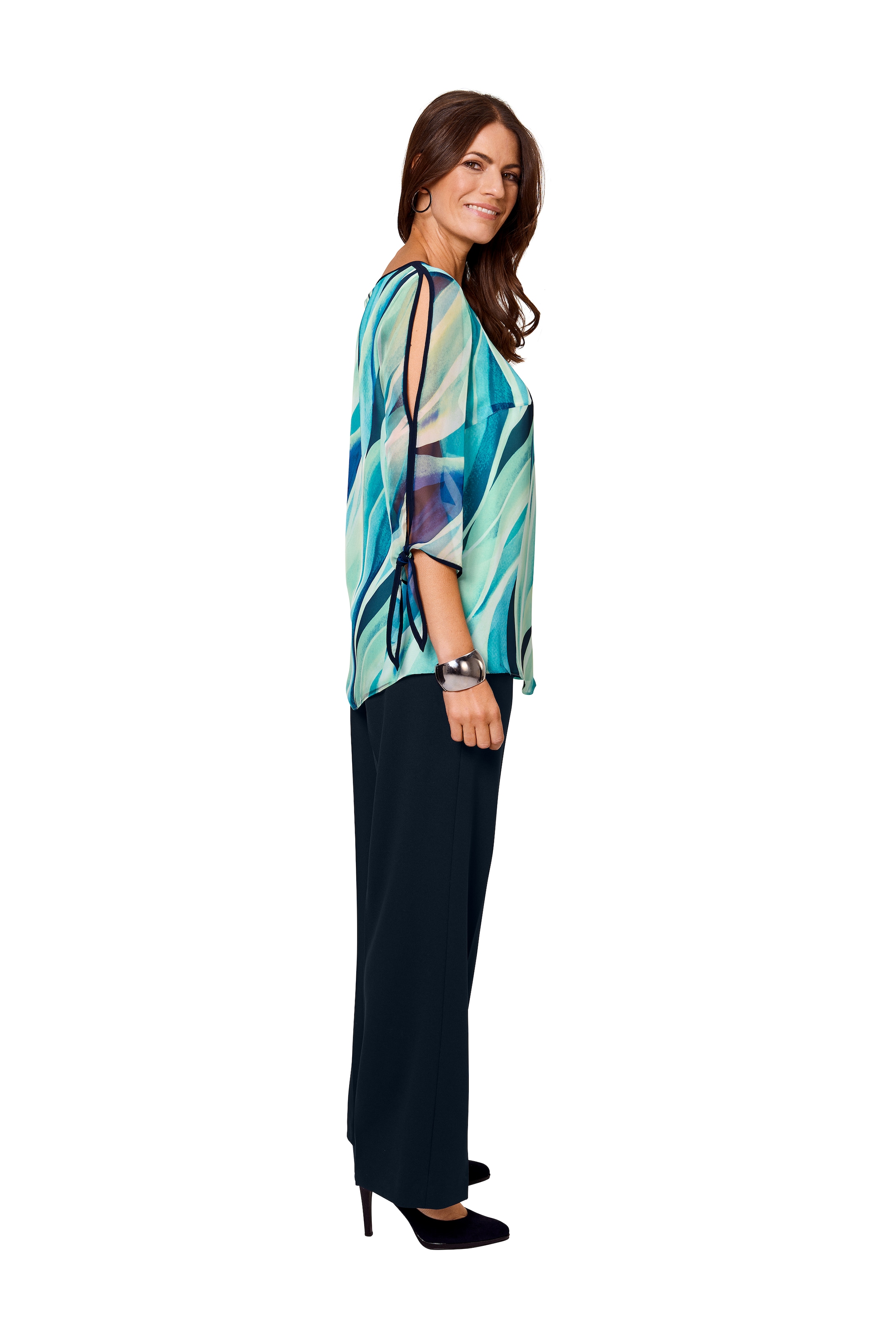 HERMANN LANGE Collection Druckbluse, mit Bindeband am Ärmelabschluss