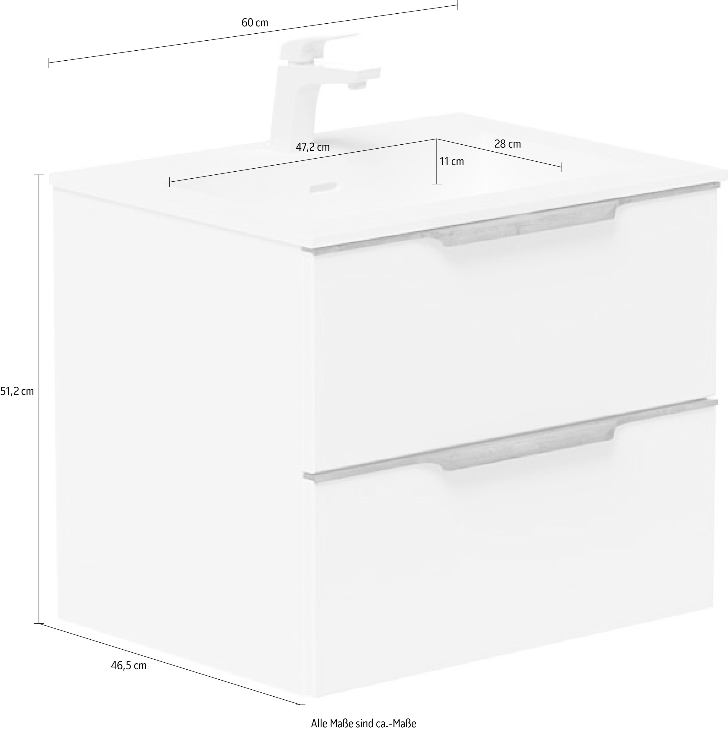 welltime Waschtisch »Amber«, mit CORIAN-Acrylstein Waschbecken, massive Eichendetails