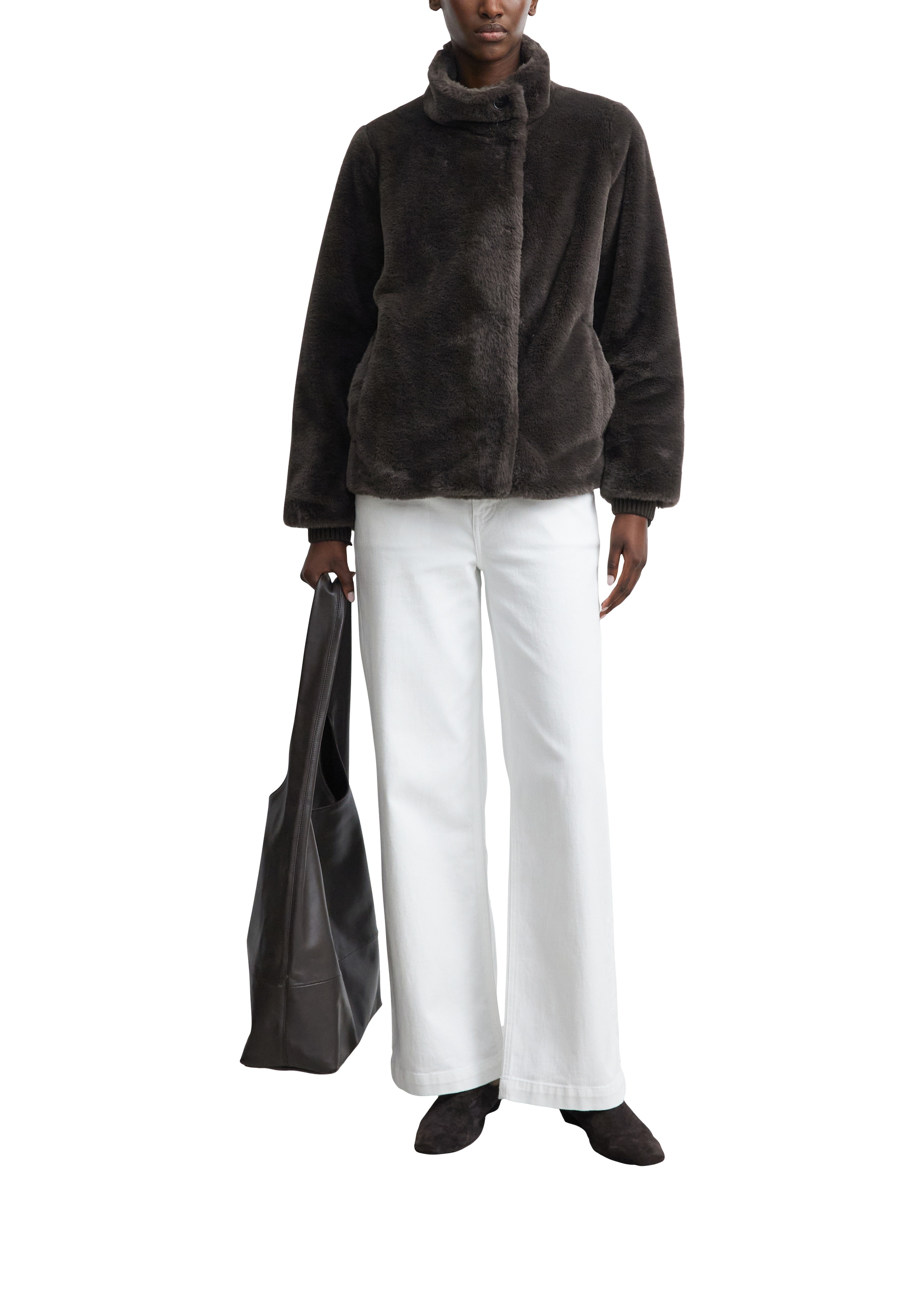 Comma Plüschjacke Plüschjacke, mit Stehkragen