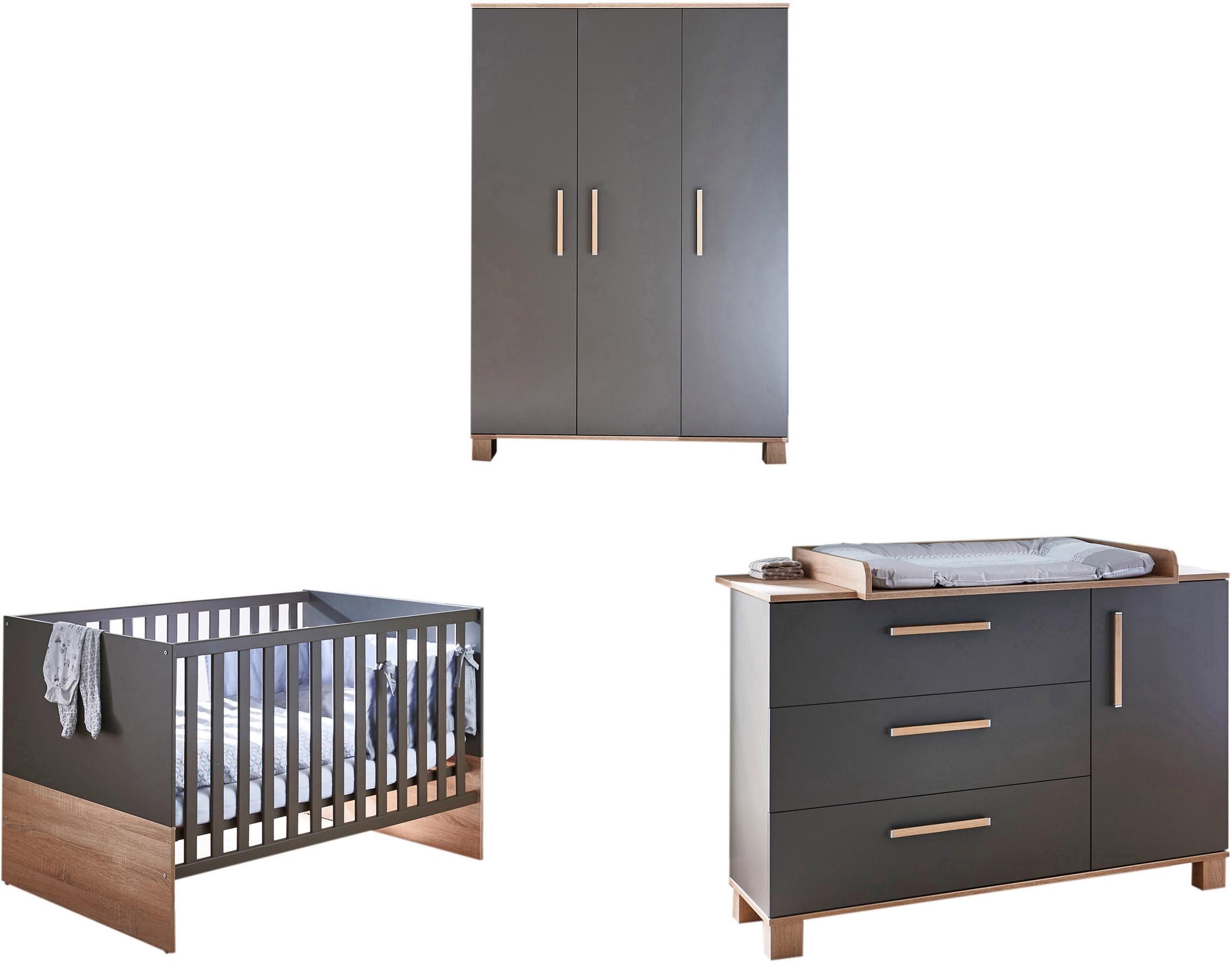 arthur berndt Babyzimmer-Komplettset »Cloe«, (Set, 3 St., Kinderbett, Schrank, Wickelkommode), Made in Germany; mit Kinderbett, Schrank und Wickelkommode