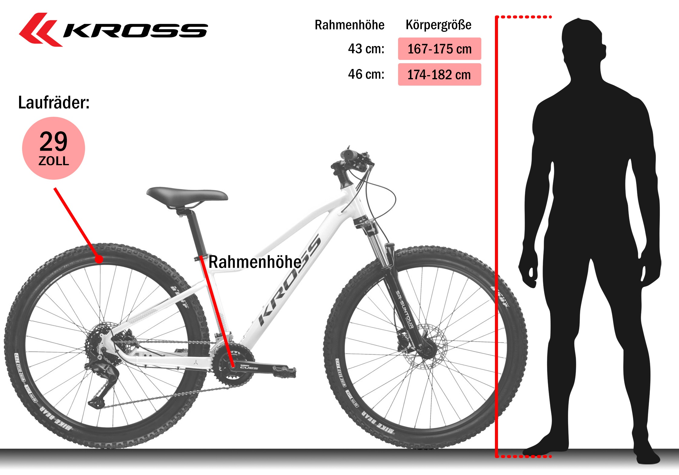 Kross Mountainbike »Damen Hardtail Lea 5.0« 16 Gang Shimano CUES U3020 Schaltwerk Kettenschaltung