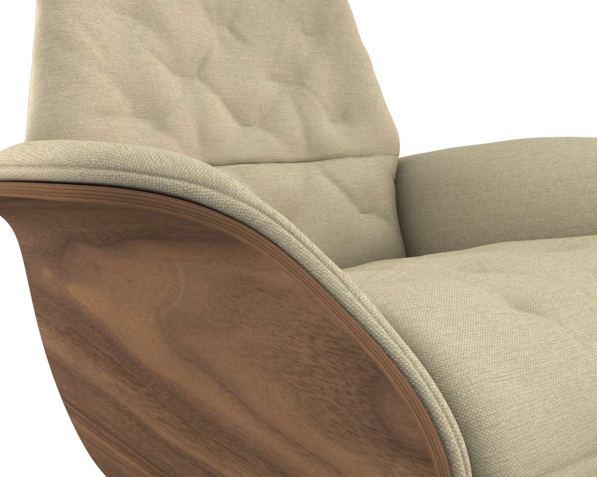 FLEXLUX Relaxsessel »Volden elektrischer Funktionsessel« Größe M, Rücken & Fußteil elektrisch, Akku, Arml. Walnuss, Fuß Alu