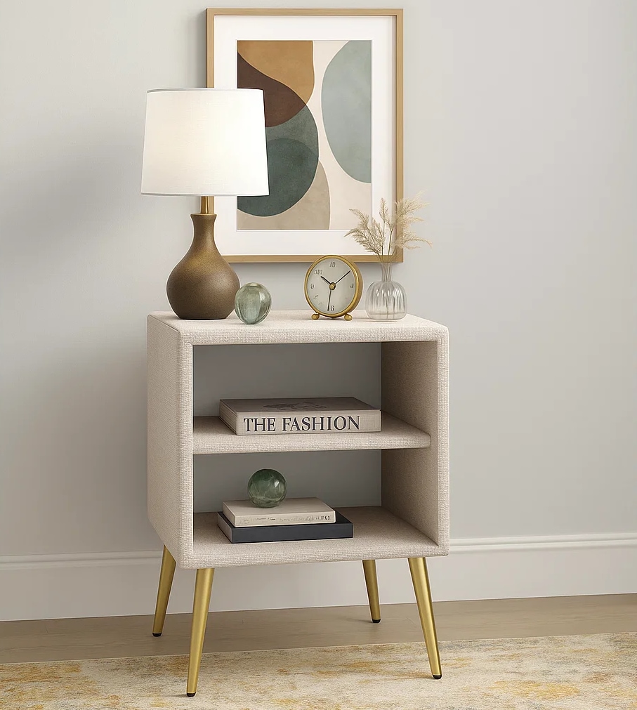 Home affaire Nachtschrank »MOIVRE Polster-Nachtkommode wahlweise mit 2 Schubladen oder Fächer«