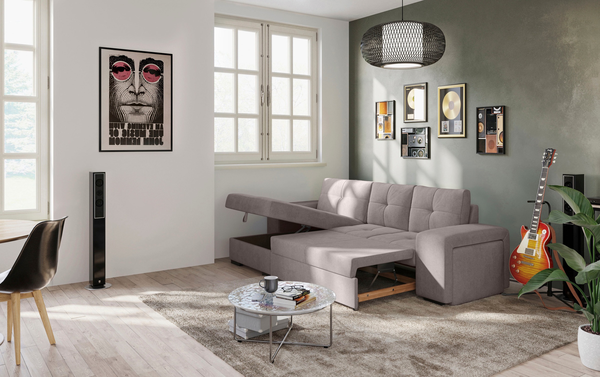 COTTA Ecksofa »Mattina L-Form«, mit Hocker, wahlweise mit Bettfunktion & Bettkasten