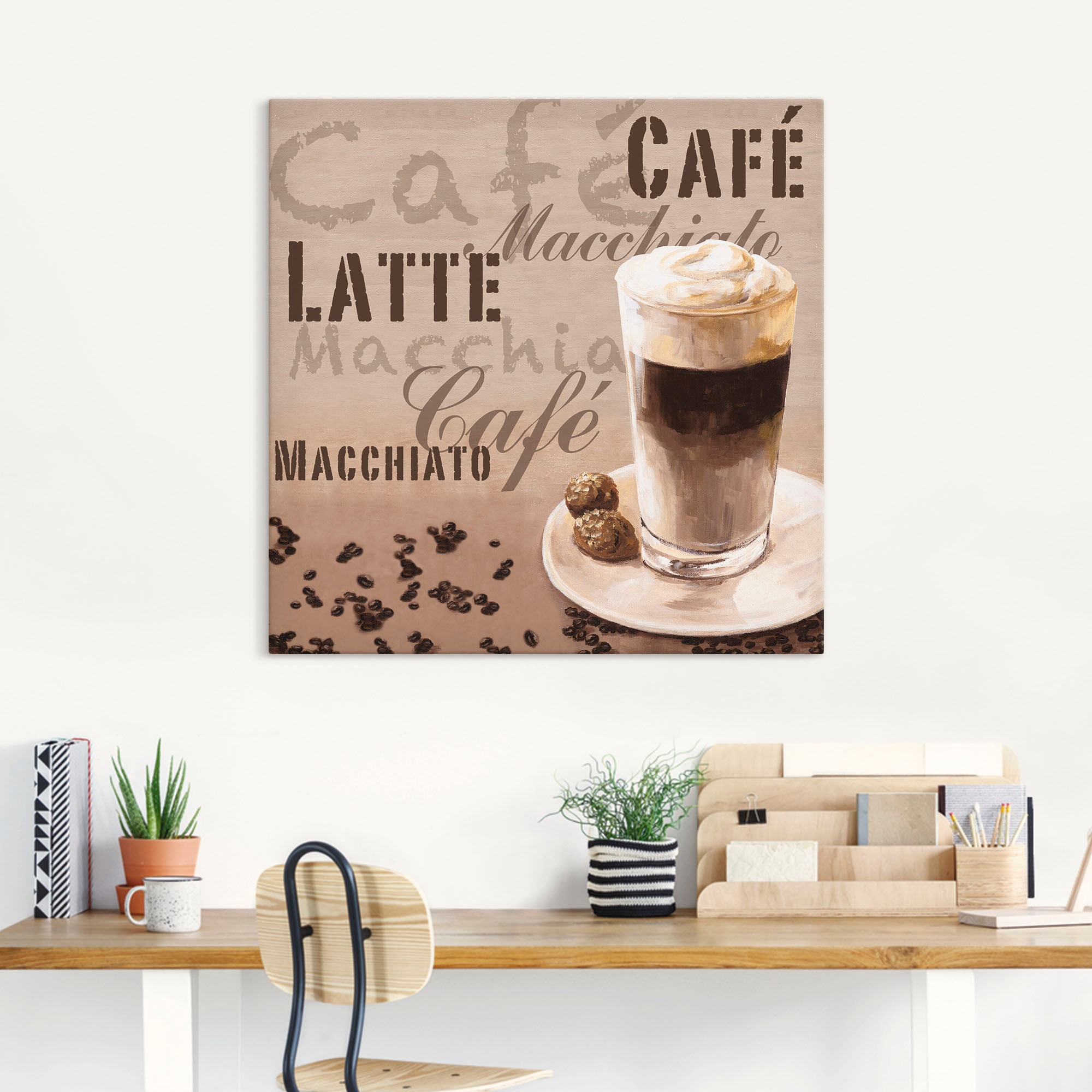 Artland Leinwandbild »Kaffee - Latte Macchiato« Getränke 1 Stk. tlg. auf Holzrahmen gespannt