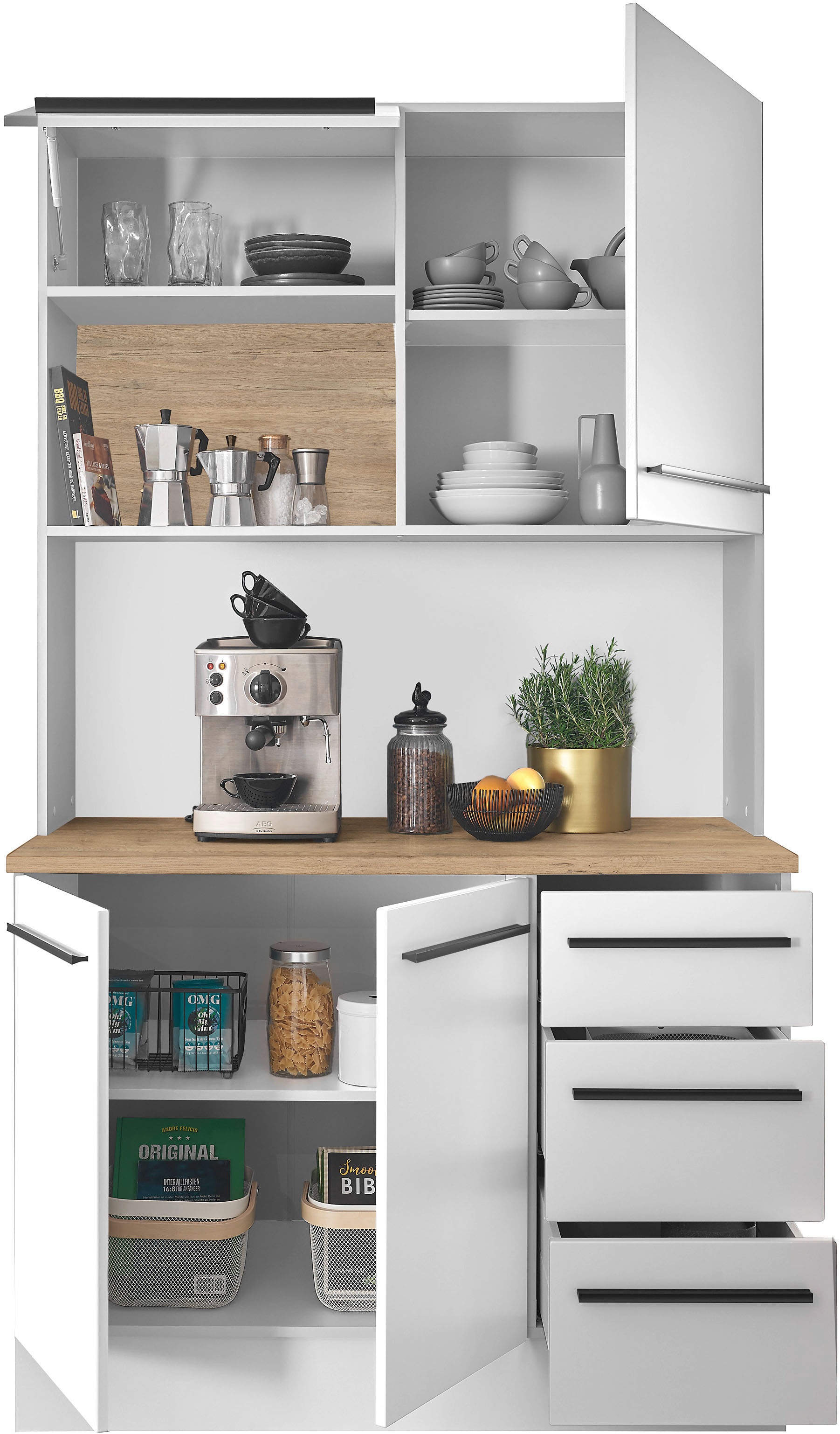 BASIC by Balculina Buffet »Denver, Küchenbuffet BxHxT 120x211x60« 1 Stk. tlg. Breite 120cm, Soft-Close für Türen und Schubkästen