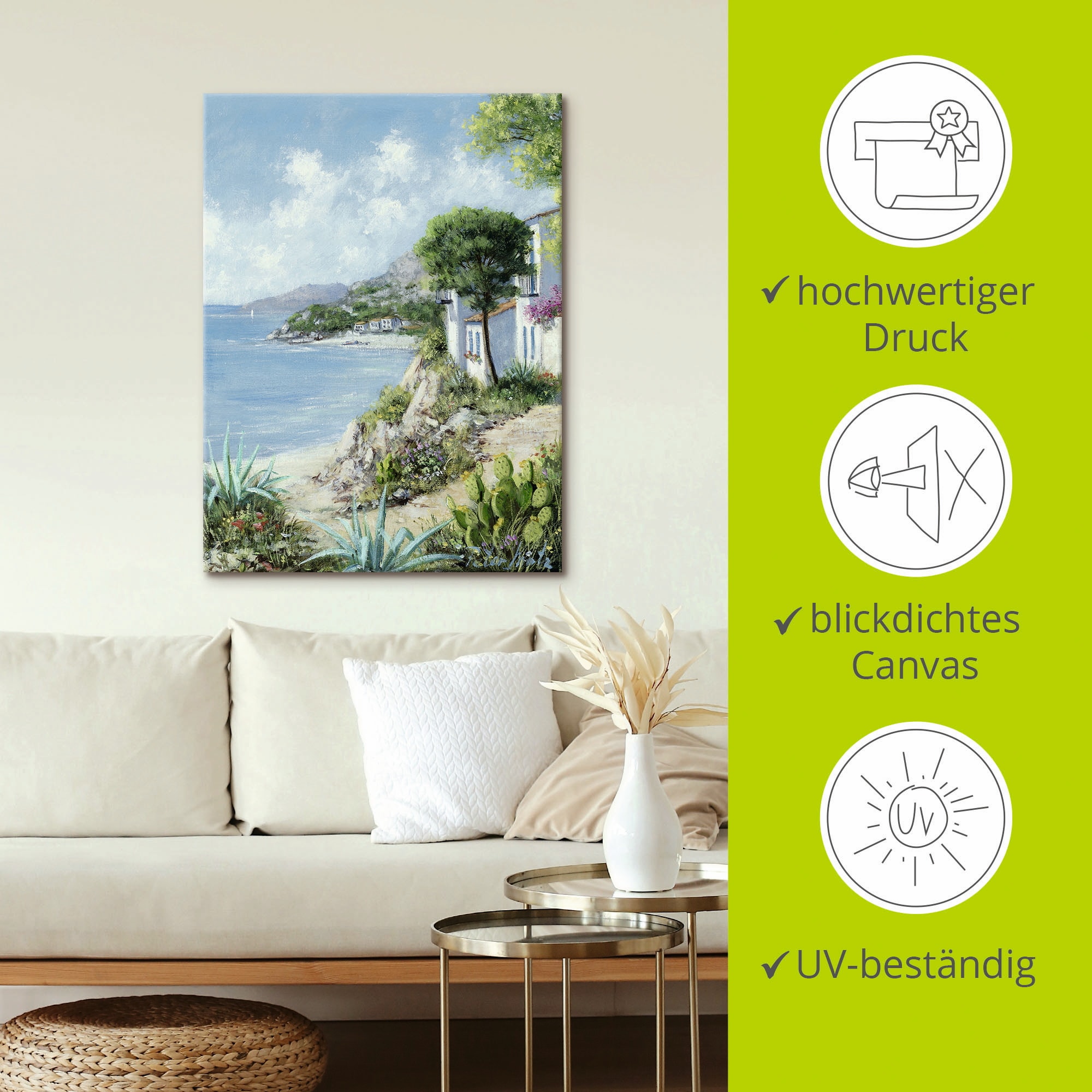 Artland Leinwandbild »Weg zum Meer« Gewässer 1 Stk. tlg. auf Holzrahmen gespannt