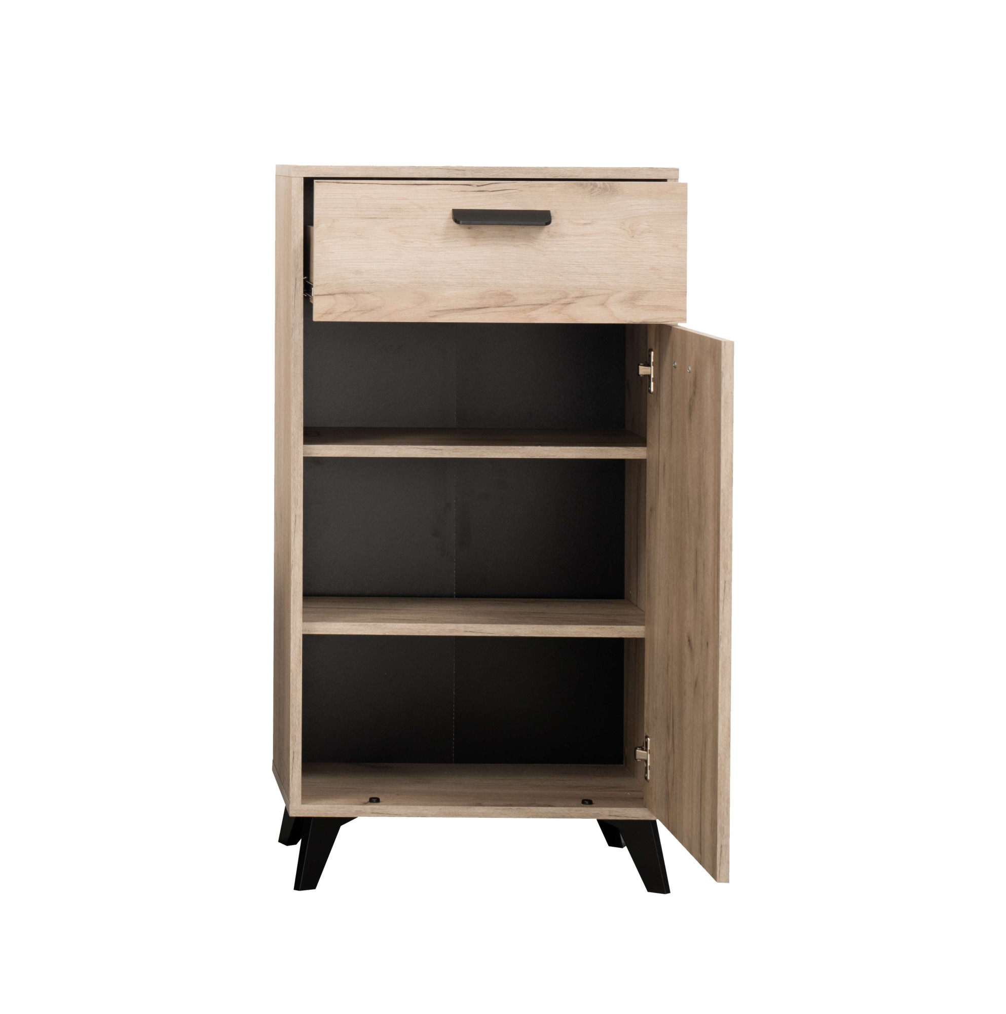 INOSIGN Schuhschrank »Umbria, Schuhkommode, Schuhregal, mit einer Schublade, Höhe 101 cm«, in Grau Eiche, mit einer Schublade, mit schwarzen Beinen