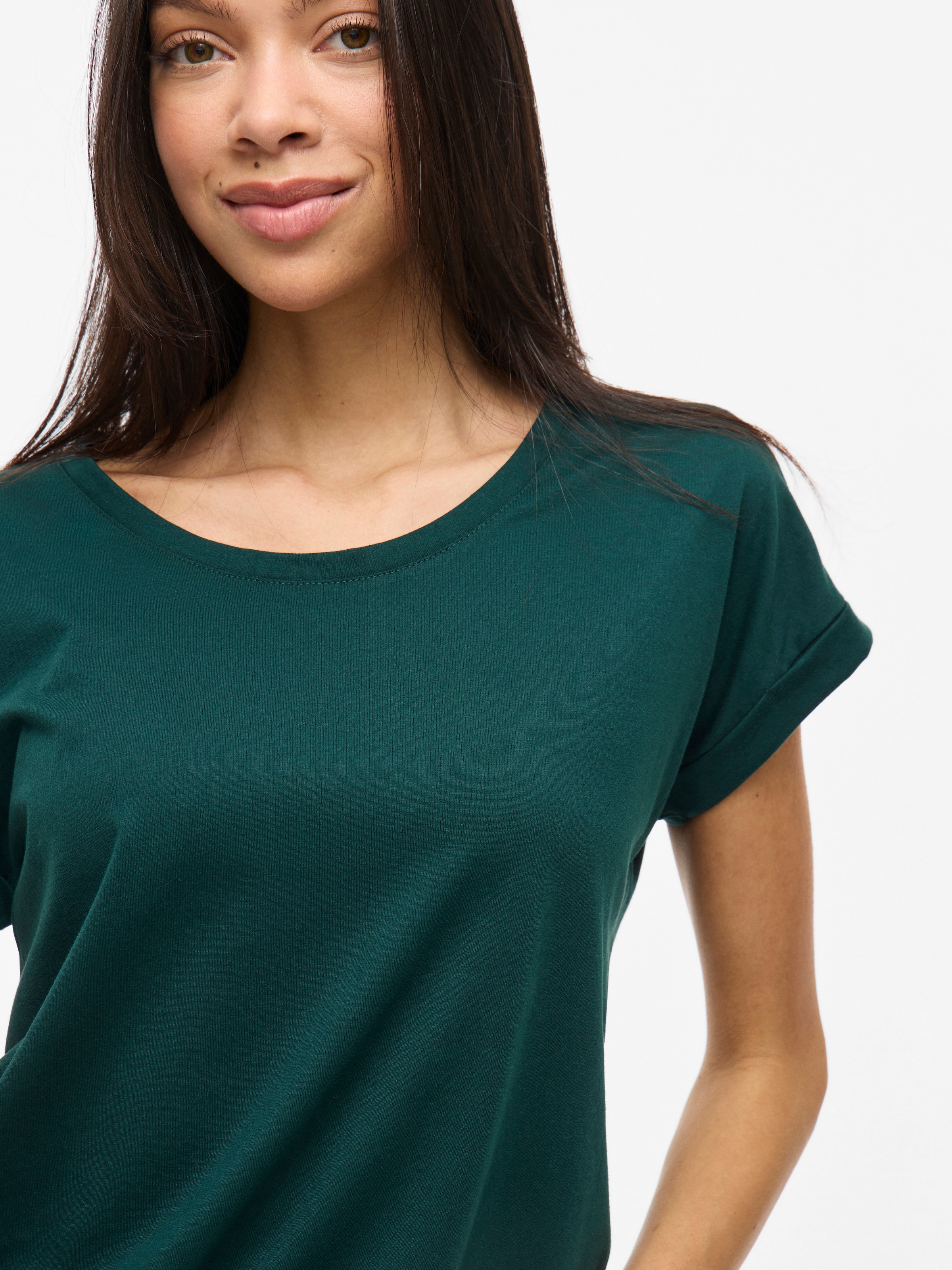 Vila Rundhalsshirt »VIDREAMERS NEW PURE T-SHIRT/SU-NOOS«, Basic Damen-T-Shirt mit Rundhalsausschnitt und umgeschlagenen Ärmeln