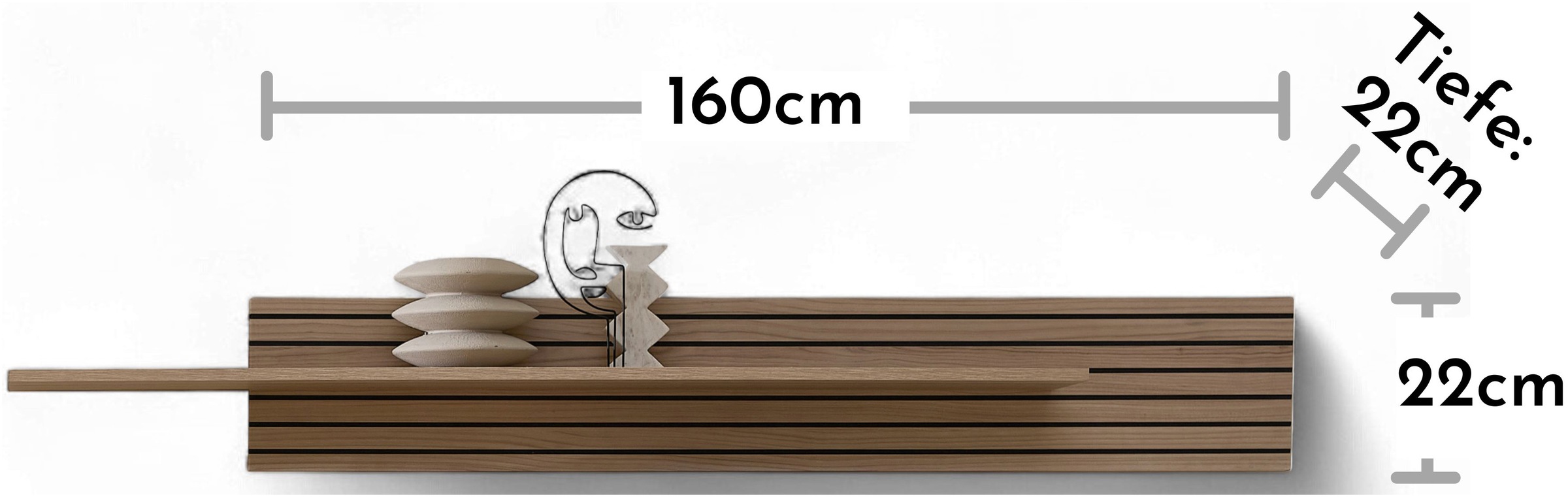 Innostyle Wandboard »INA Wandboard, 160 x 22 x 22 cm (B/H/T)« 1 Stk. tlg. mit Boden, gefräste Front