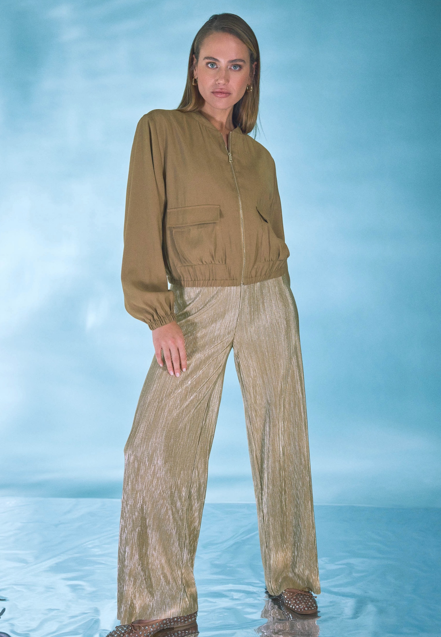 Zero Stoffhose »Plissee-Hose mit weitem Bein 30 Inch«