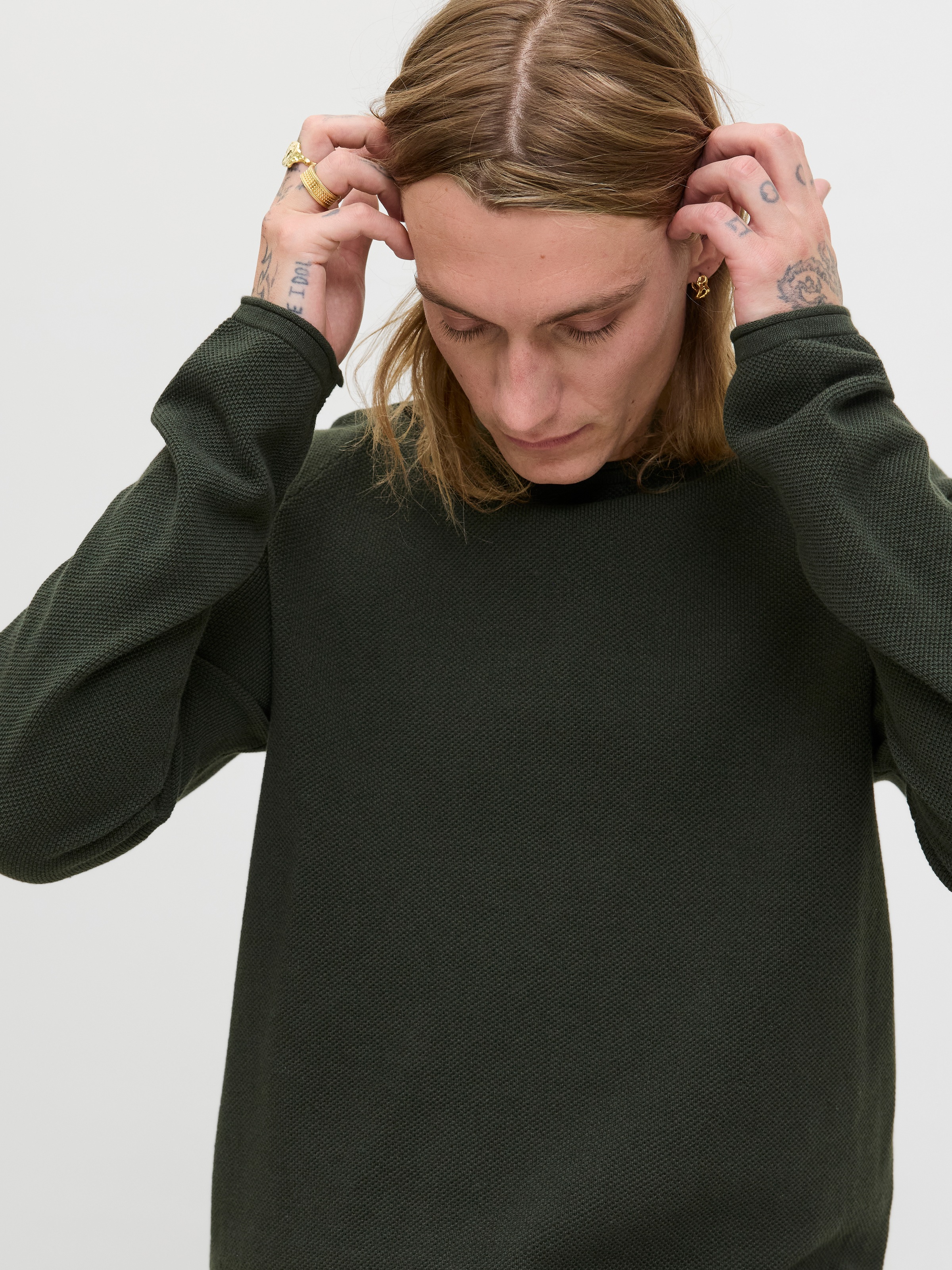 Jack & Jones Rundhalspullover »JJEHILL KNIT CREW NECK NOOS«, mit Strukturstrick