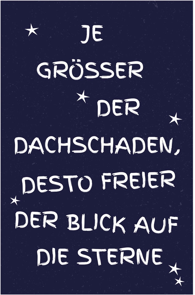 queence Metallbild »Dachschaden« Schriftzug | Schriftzüge | Sterne 1 Stk. tlg. Stahlschilder