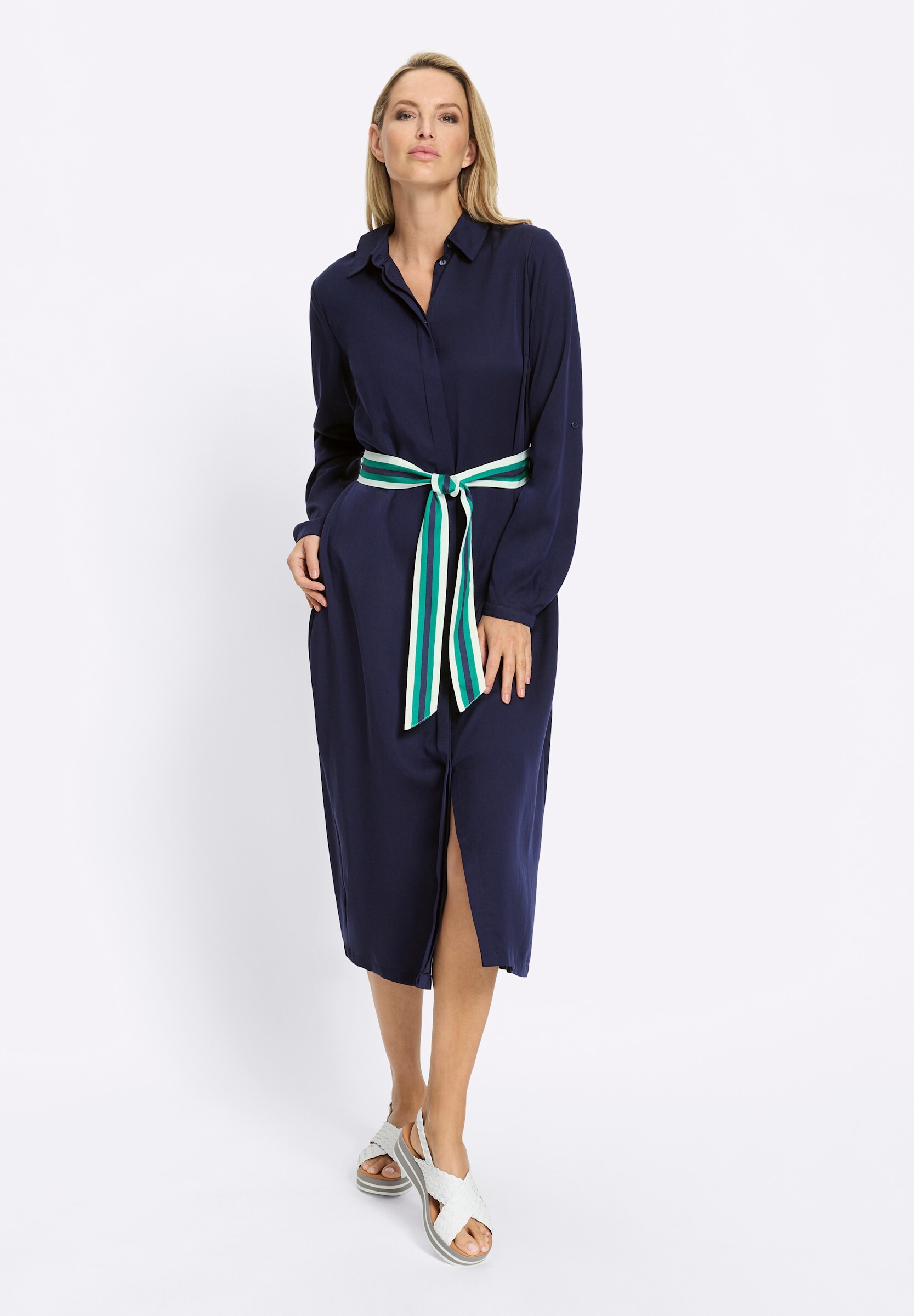 heine Hemdblusenkleid »Lyocell-Kleid Hemdblusenkleid inklusive Bindegürtel« Ohne Taschen
