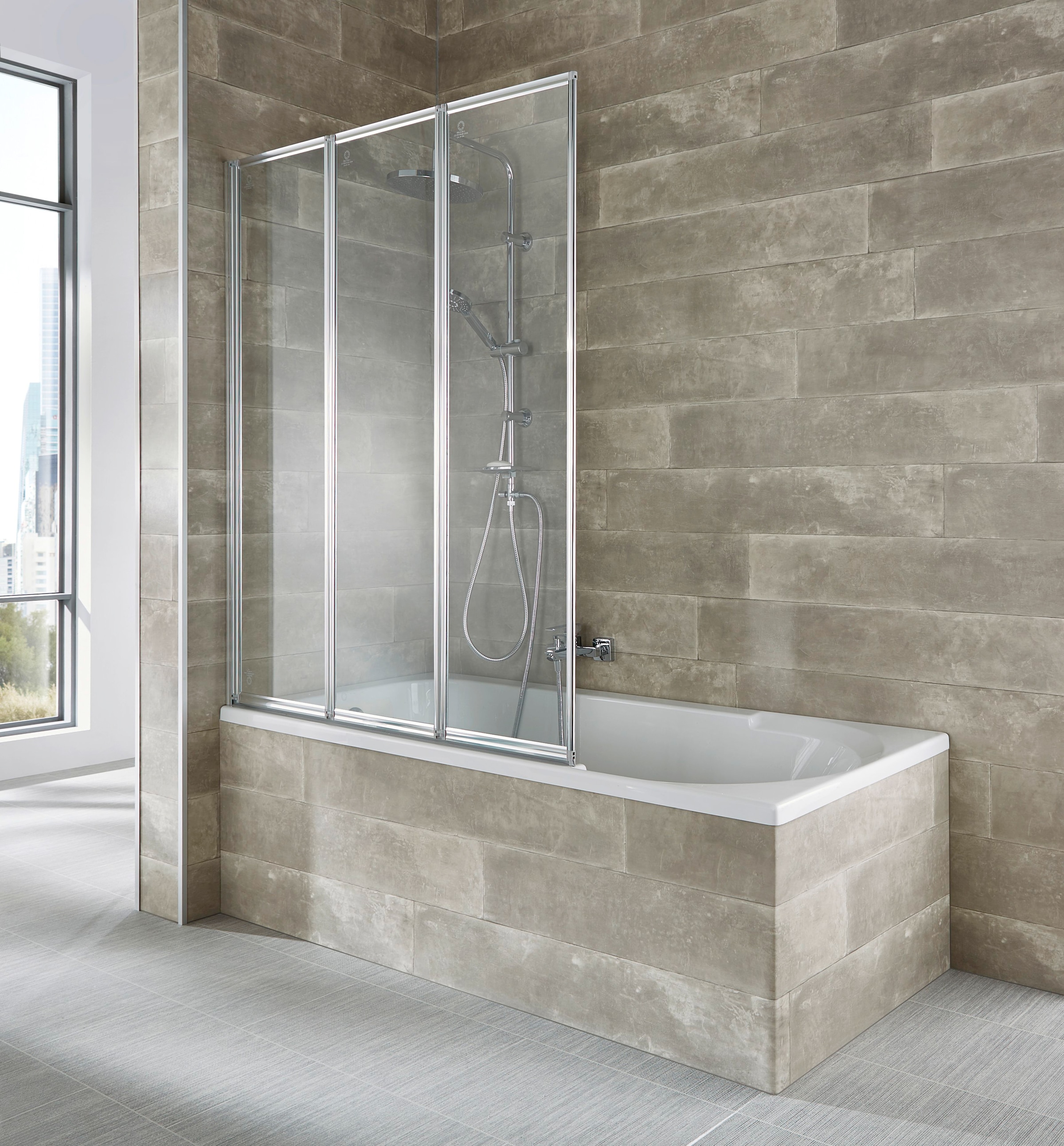 welltime Badewannenaufsatz "Nassau" 3 Stk. tlg. Badewannenfaltwand, Spritzschutzwand für Badewanne, Glaswand