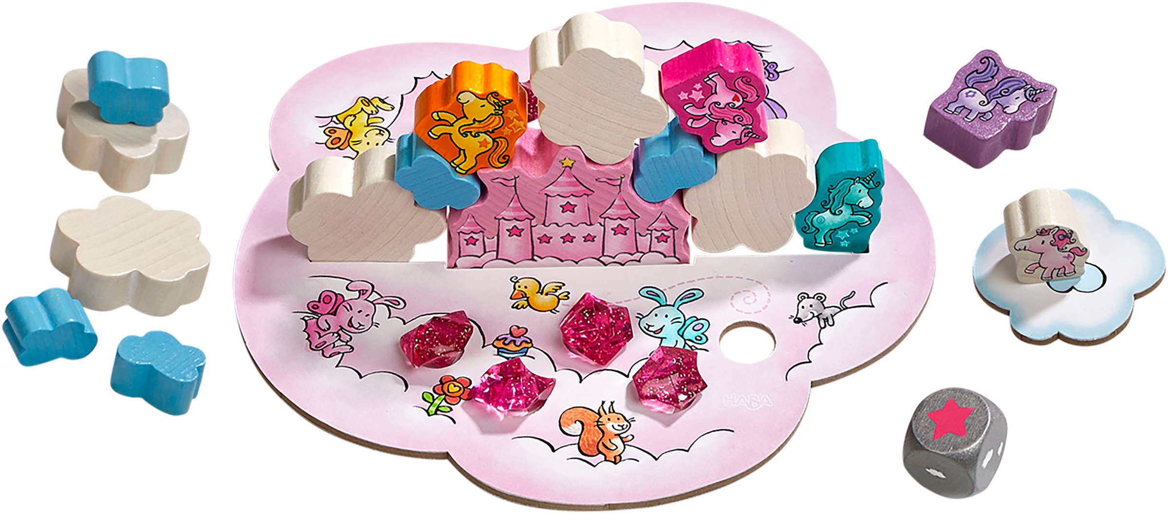 Haba Spiel »Einhorn Glitzerglück - Wolkenstapelei«