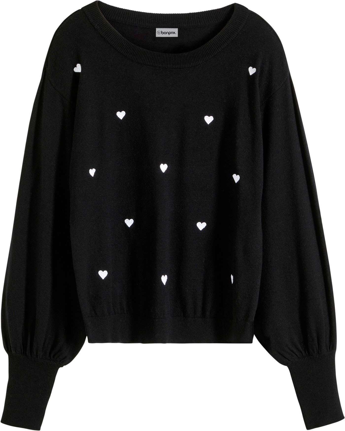 bonprix Strickpullover »Feinstrickpullover aus Viskose-Mix« aus Viskose-Mix, mit Stehkragen, mit Stickerei, bequeme Passform