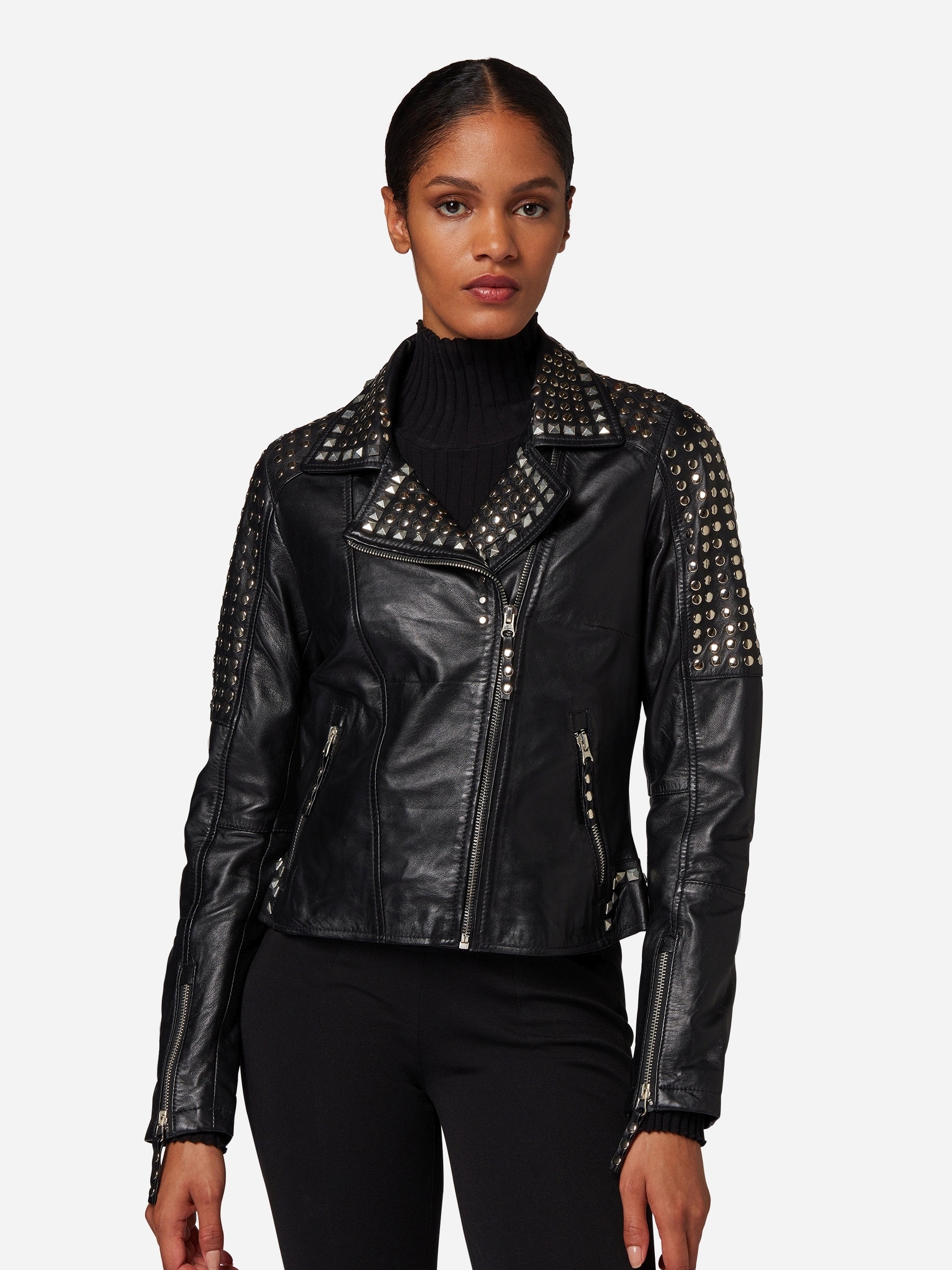 RICANO Bikerjacke »Lederjacke studd« ohne Kapuze Handgefertigt aus echtem Leder