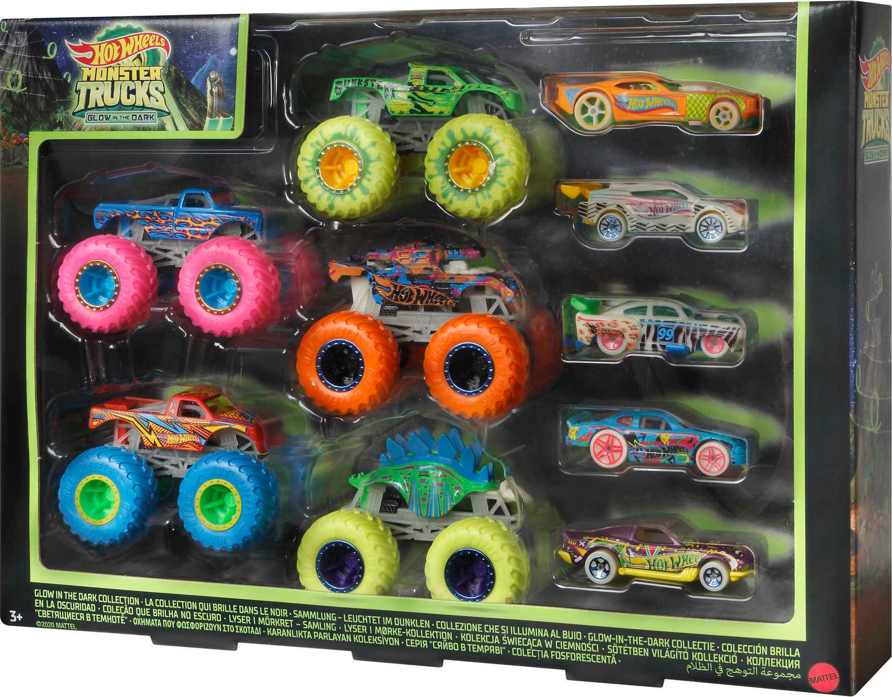 Hot Wheels Spielzeug-Auto »Monster Trucks-Multipack«, mit Leuchteffekt im Dunkeln