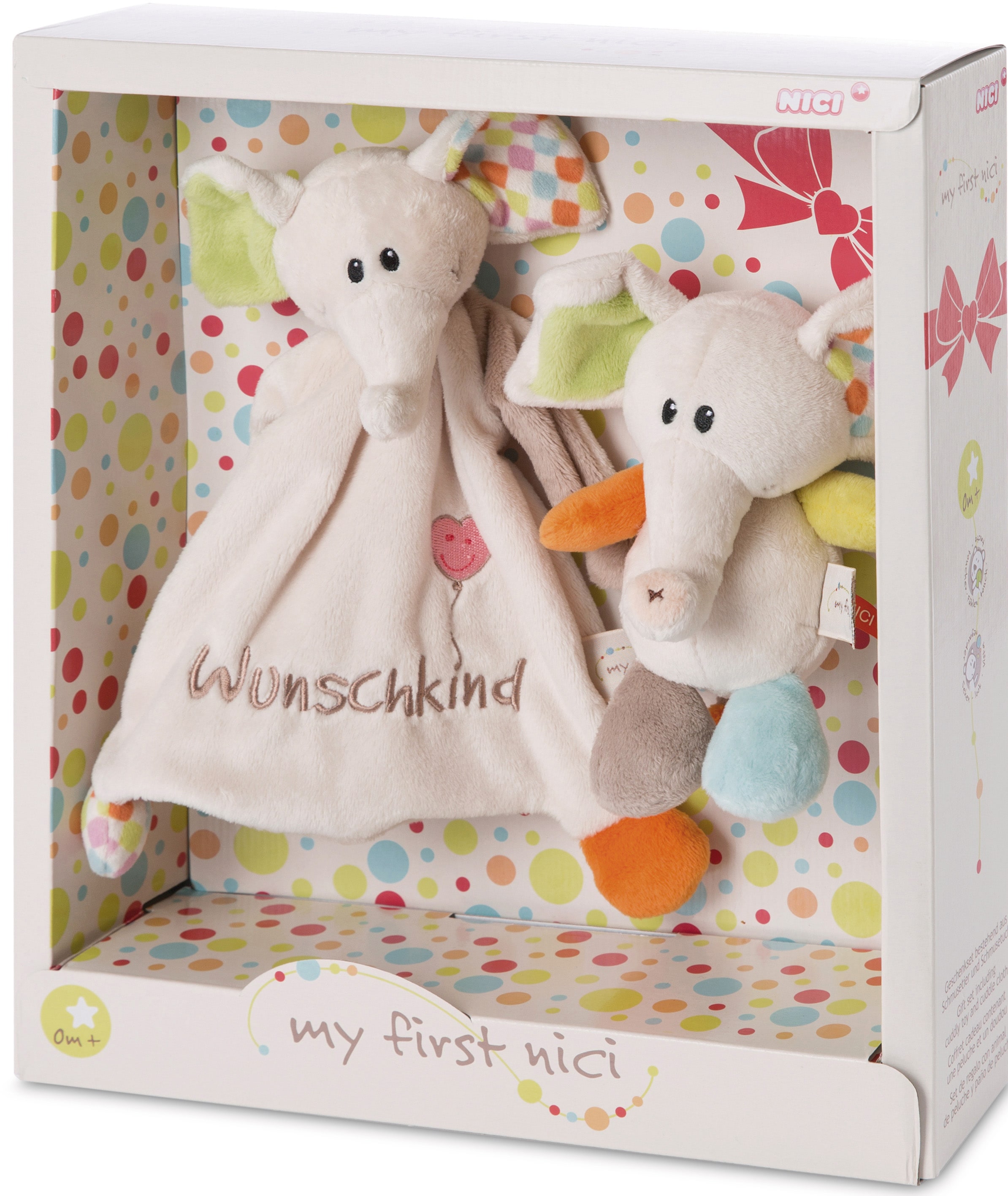 Nici Kuscheltier »My first NICI, Elefant Dundi, 18 cm und Schmusetuch Wunschkind«, (Set), in Geschenkverpackung