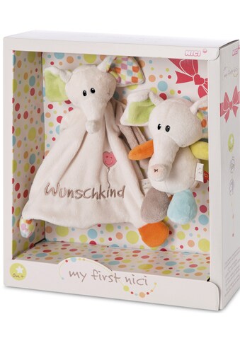 Kuscheltier »My first NICI, Elefant Dundi, 18 cm und Schmusetuch Wunschkind«, (Set)
