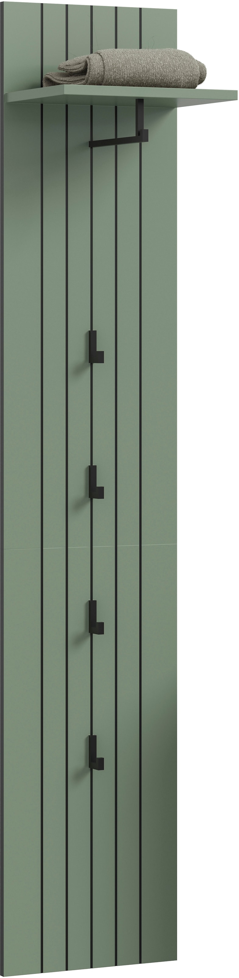 Home affaire Garderobenpaneel »TATIO, Rillenfräsung, 4 Haken, 1 Kleiderstange, 1 Ablageboden« 1 Stk. tlg. Garderobenpaneel, Garderobe, Flur, Diele