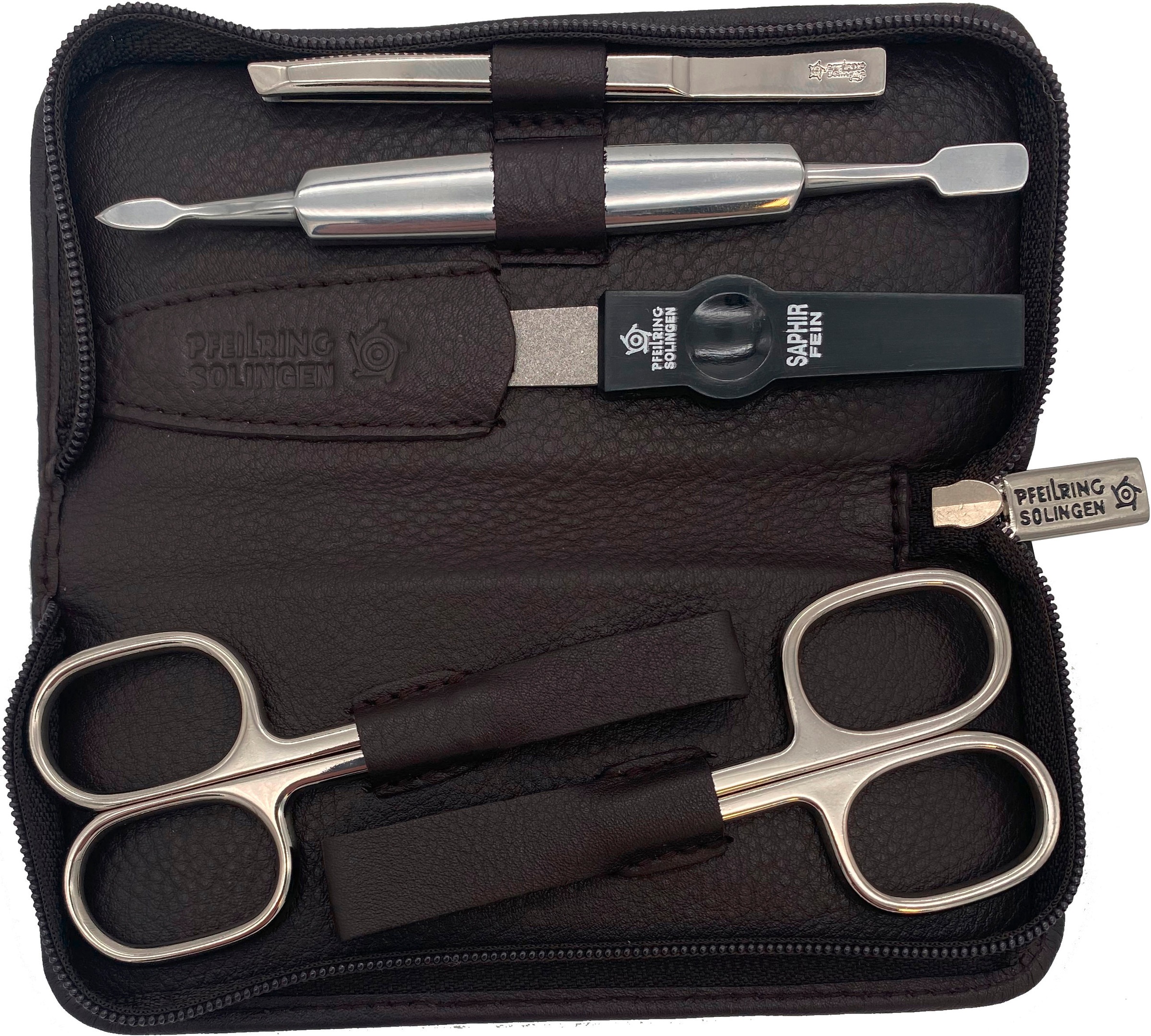PFEILRING Maniküre-Etui, (5 tlg.), Nappaleder