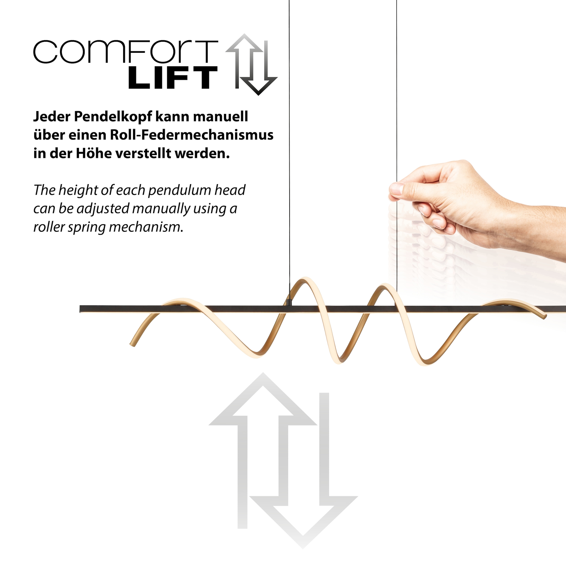 JUST LIGHT Pendelleuchte »EMANDA«, 1 flammig, Leuchtmittel LED-Board | LED fest integriert, LED, dimmbar, Switchmo, Comfort Lift, Memory, nach Trennung vom Netz