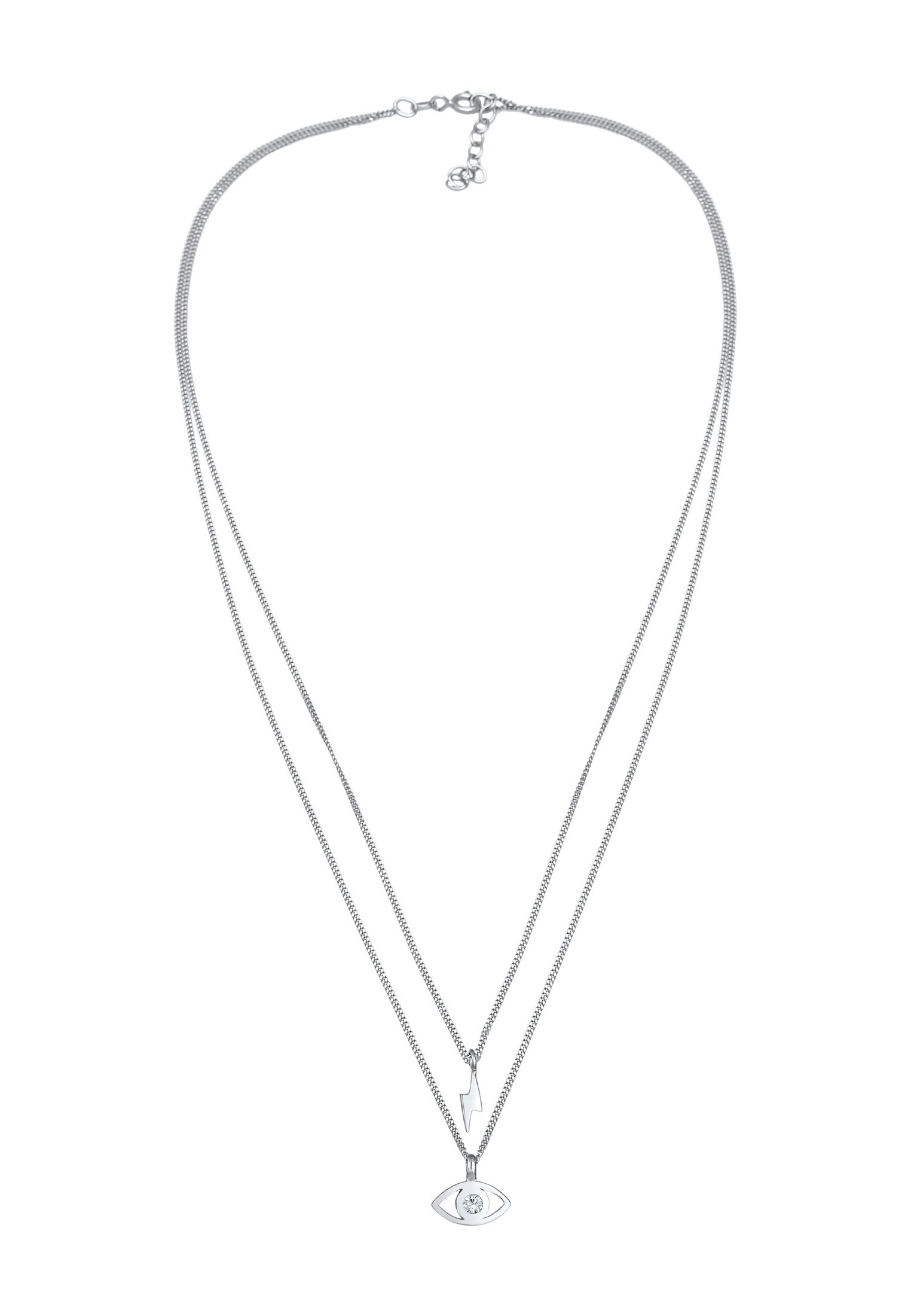 Elli Silberkette »Halskette Layer Evil Eye Blitz 925 Silber, mit Kristallen von Swarovski®«