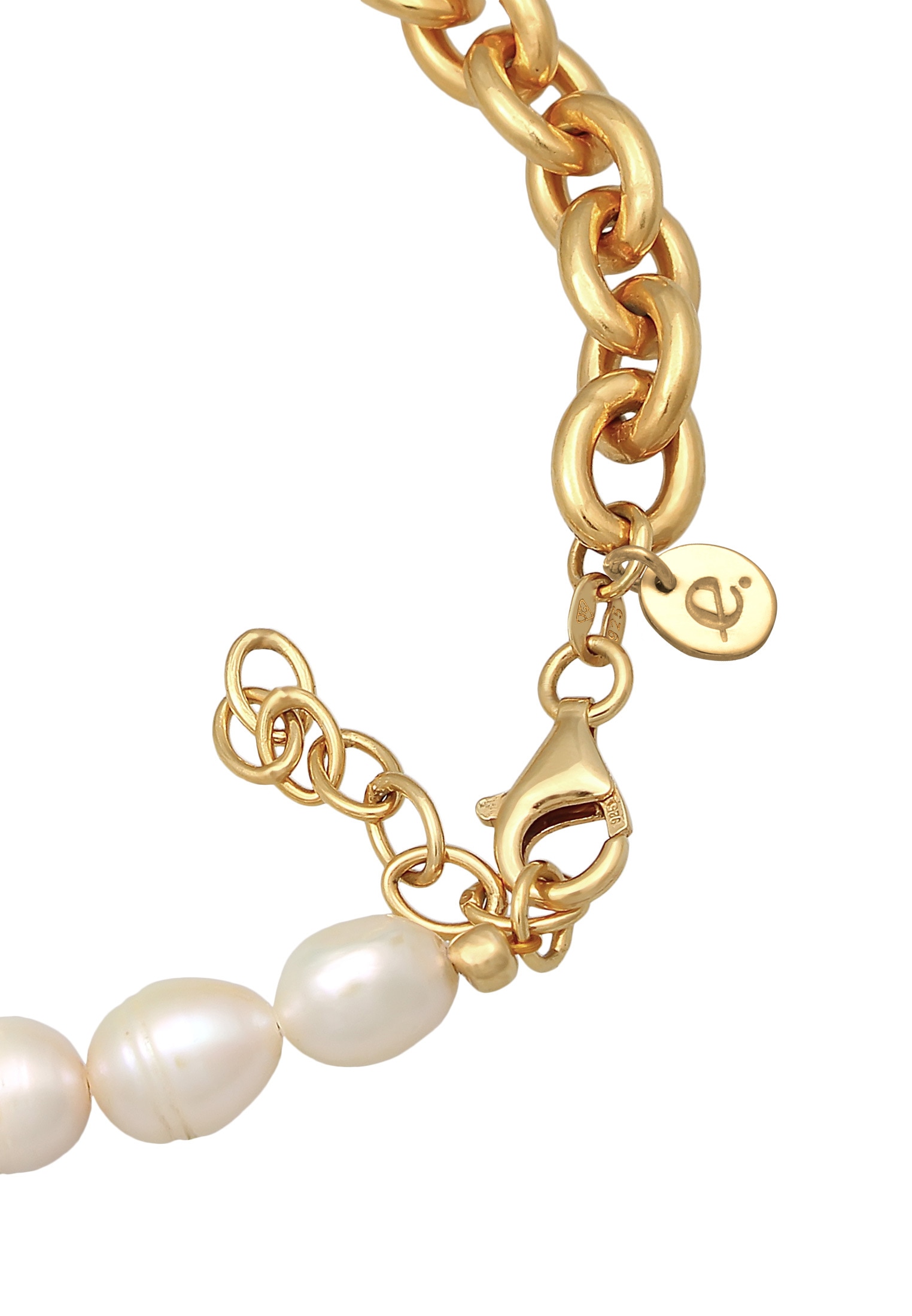 Elli Premium Fußkette »Fußschmuck Glieder Barock Süßwasserzuchtperle 925er Silber«