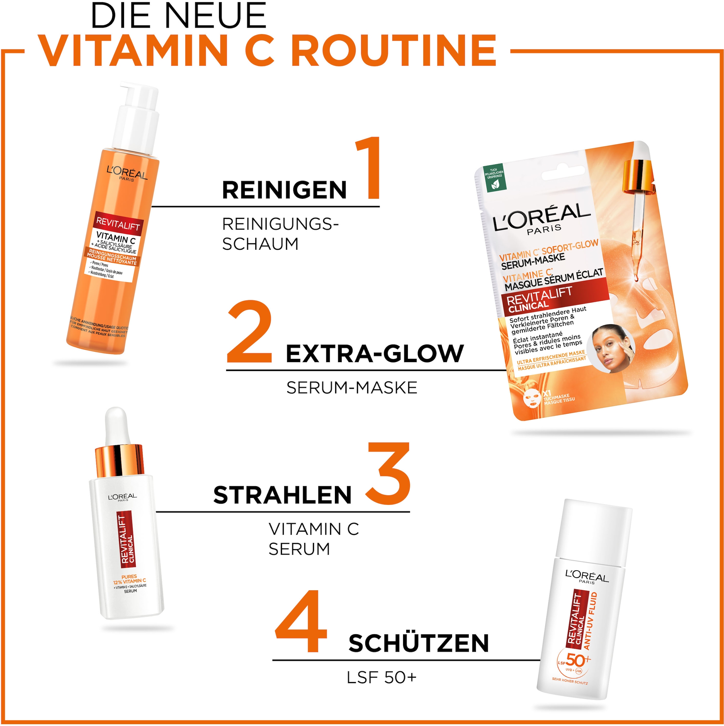 L'ORÉAL PARIS Tuchmaske »Revitalift Vitamin C Tuchmaske 6er«, mit Antioxidantien