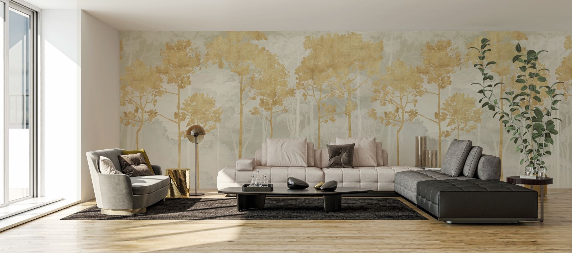 Komar Fototapete »Vlies Fototapete - Golden Pines - Größe 400 x 250 cm« Motiv | bedruckt glatt