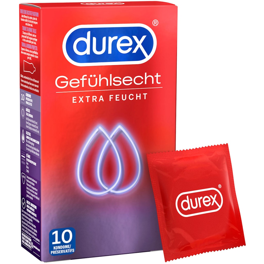 durex Kondome »Gefühlsecht Extra Feucht«, (Packung, 10 St.)