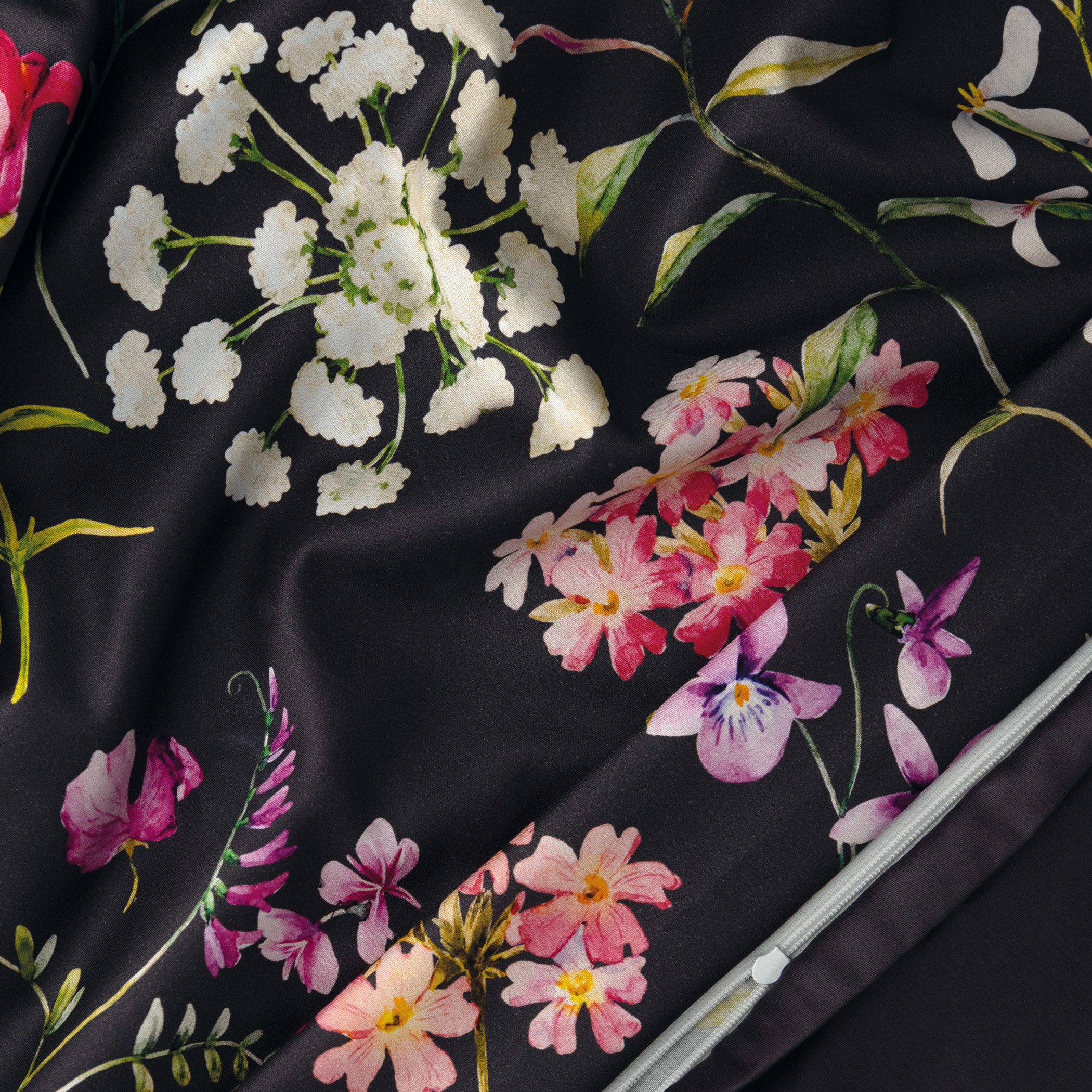 Florella Wendebettwäsche »»Fiore black« Edel-Satin,  100% Baumwolle«