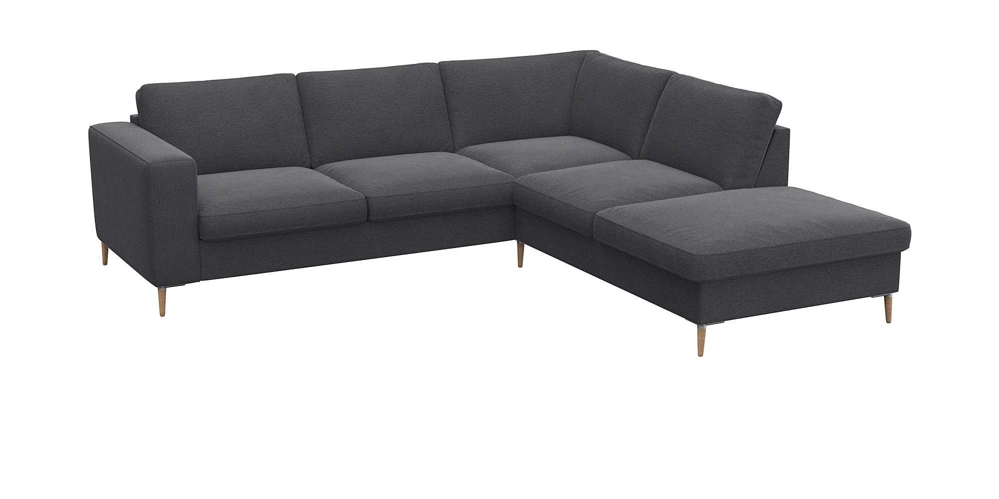 FLEXLUX Ecksofa »Fiore, L-Form«, breite Armlehnen, Füße Alu/Eiche, B/T 241/225 cm, Kaltschaum im Sitz