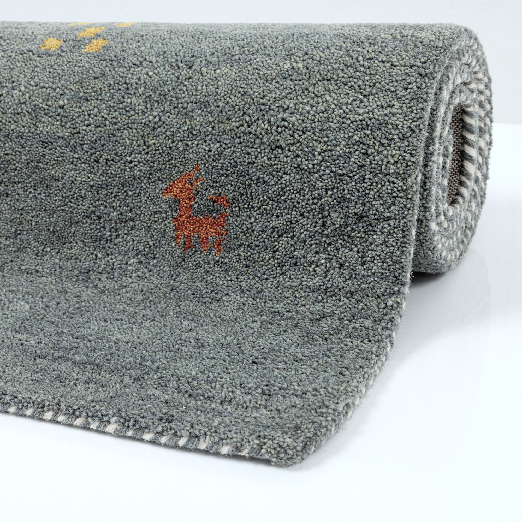 THEKO Wollteppich »Gabbeh Motiv, Handgefertigt, Teppich, Tiermotiv,  reine Wolle« rechteckig 14 mm Höhe reine Wolle, Wohnzimmer, Schlafzimmer, Esszimmer