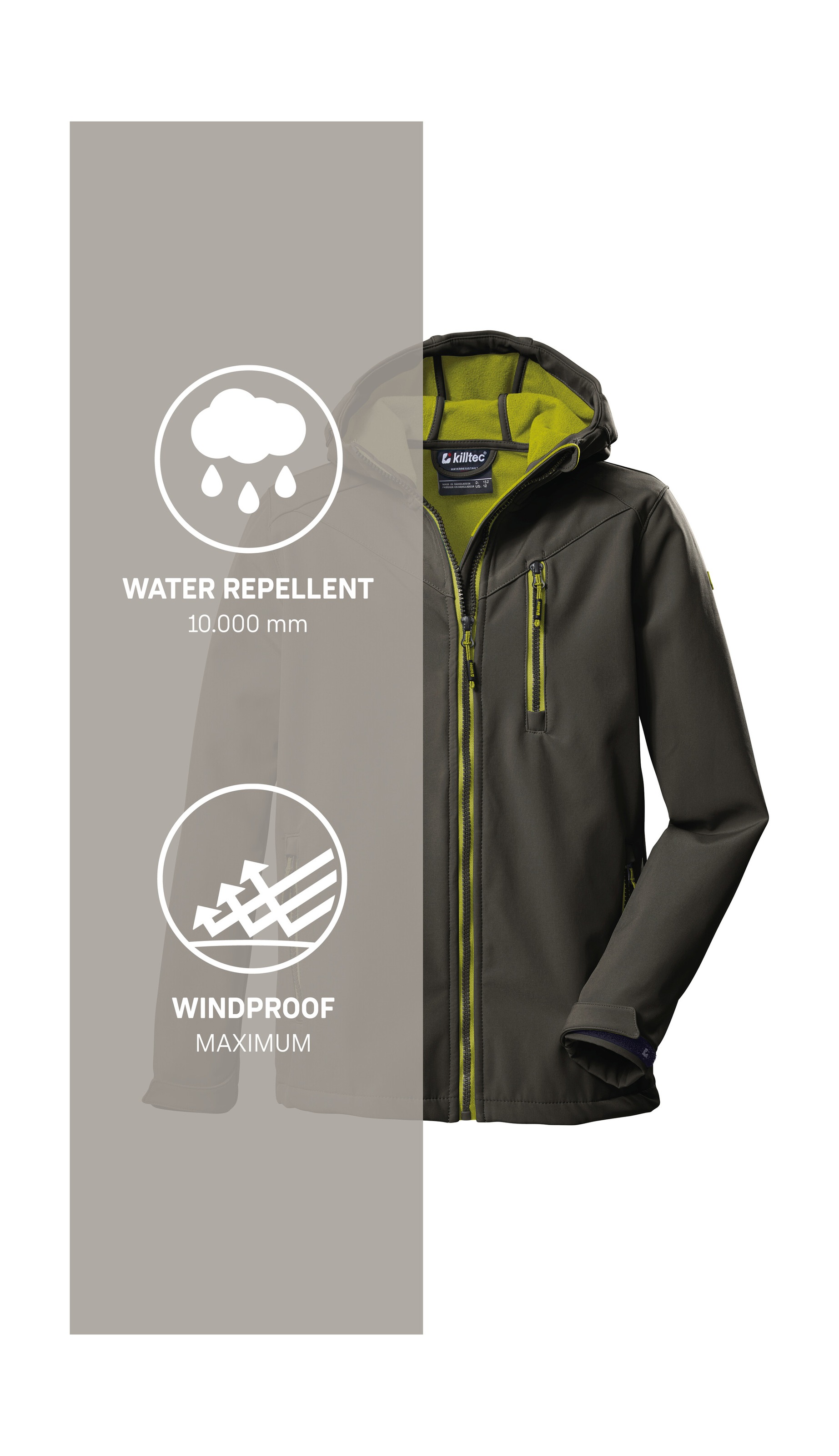 Killtec Softshelljacke »Boys Softshelljacke«, Wasserabweisende Softshelljacke mit Kapuze, Fleece