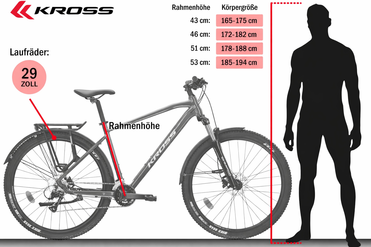 Kross Mountainbike »KROSS MTB Hardtail Hexagon 4.0 27,5" silber« 16 Gang Shimano ACERA M3020 Schaltwerk Kettenschaltung