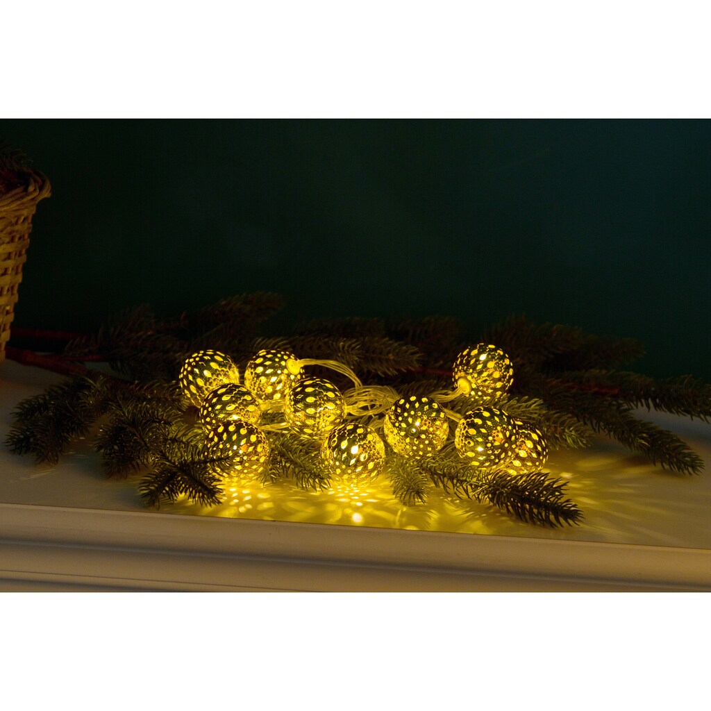 Myflair Möbel & Accessoires LED-Lichterkette »Weihnachtsdeko«, mit Kugeln, mit 10 LEDs, Länge ca. 170 cm