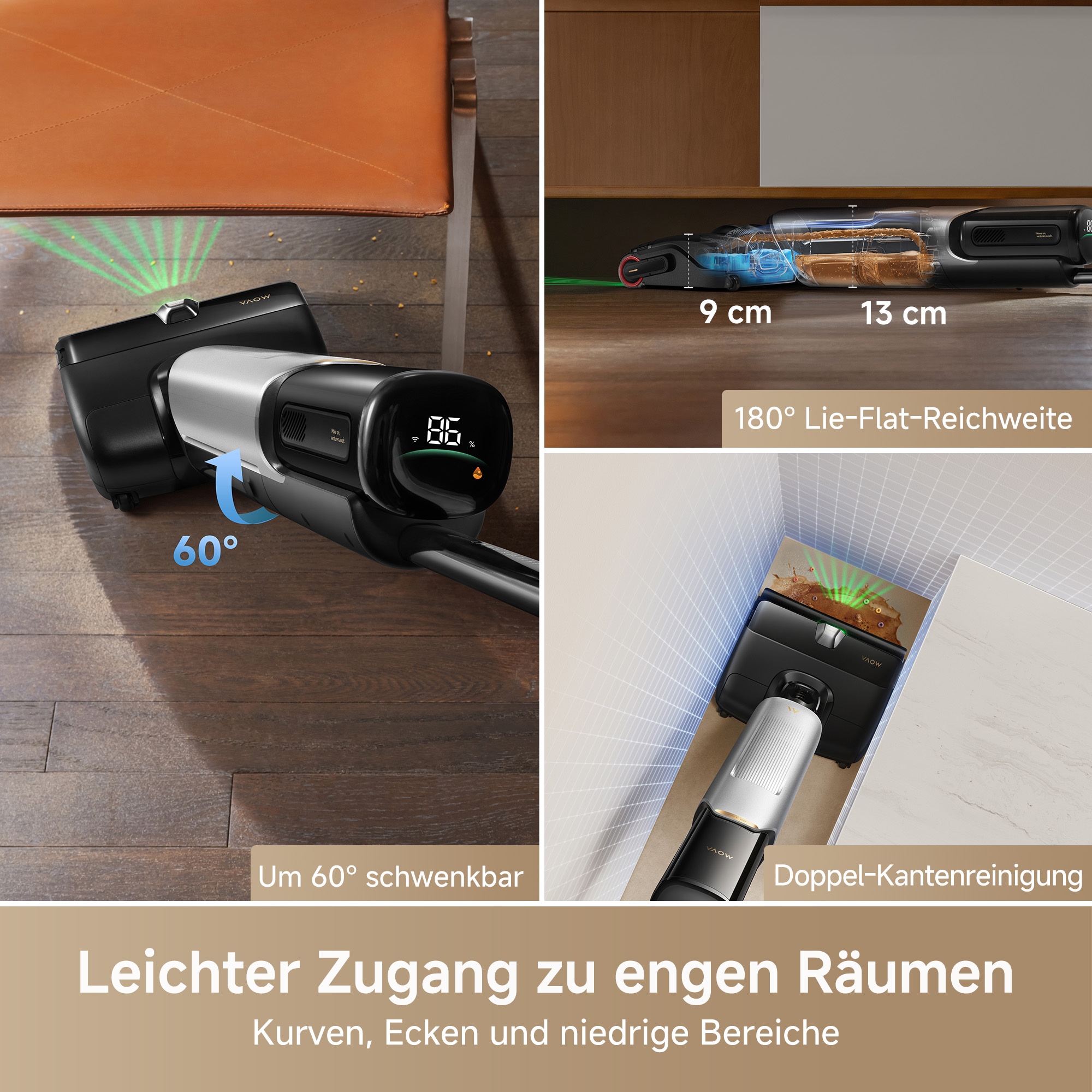 Mova Nass-Trocken-Sauger »MOVA X4 Pro«, 20.000Pa Saugkraft, KI-gesteuerte Reinigungstechnologie, 180°-Design
