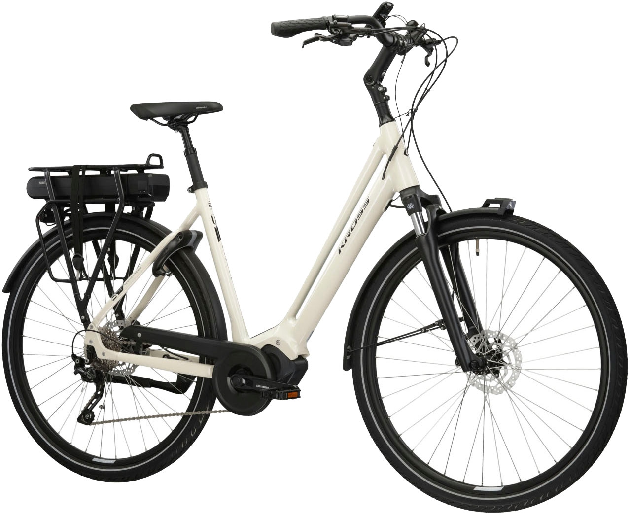 Kross E-Bike »E-Citybike Sentio Hybrid 3.0 28 Zoll weiß«, 7 Gang, Shimano, DEORE T6000, Mittelmotor 250 W, Pedelec, Elektrofahrrad für Damen und Herren