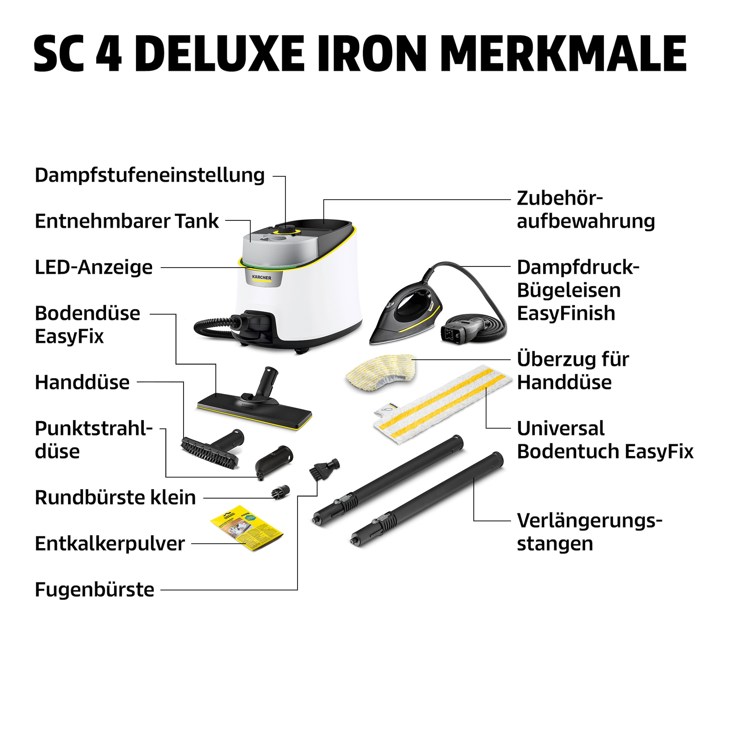 KÄRCHER Dampfreiniger »SC 4 DELUXE IRON« inklusive Dampfdruck-Bügeleisen, Flächenleistung ca. 130 m²