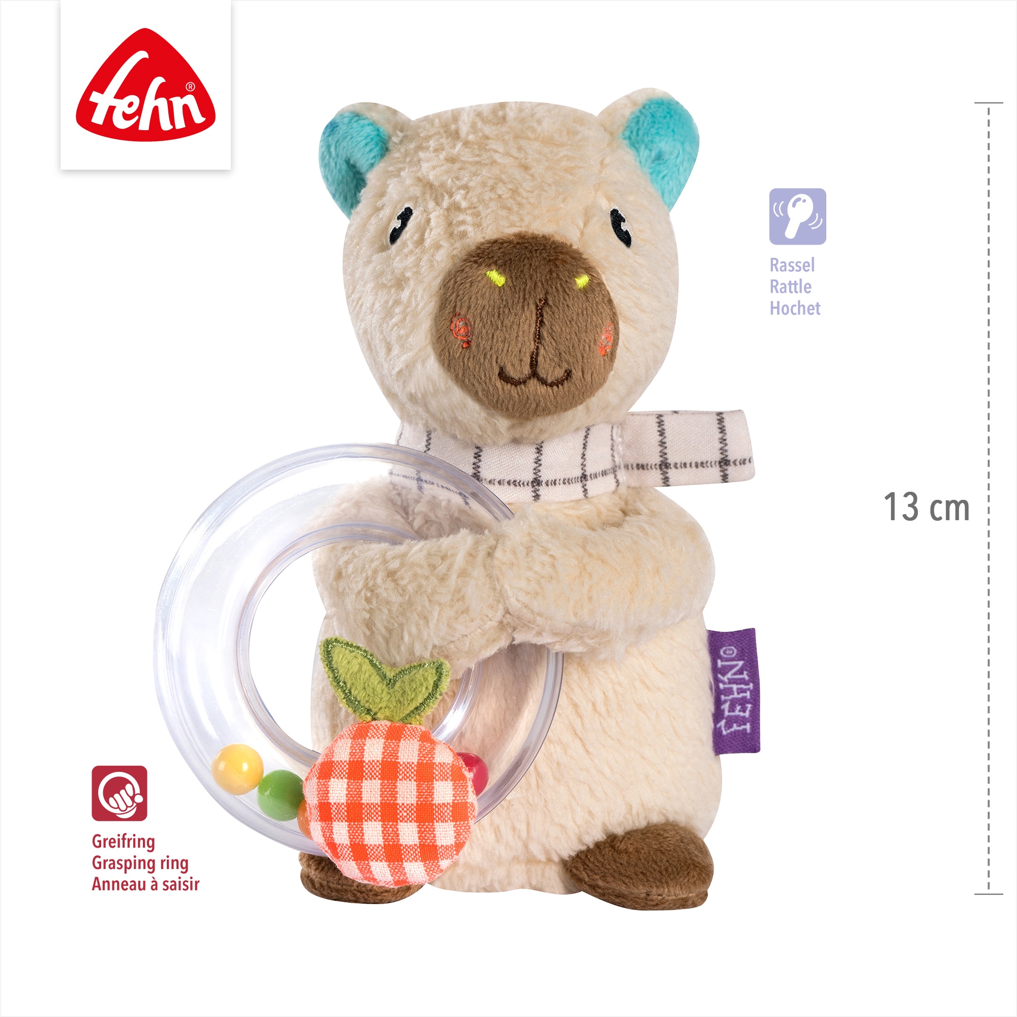 Fehn Greifspielzeug »Capybara Clara, Rasselring Capybara«