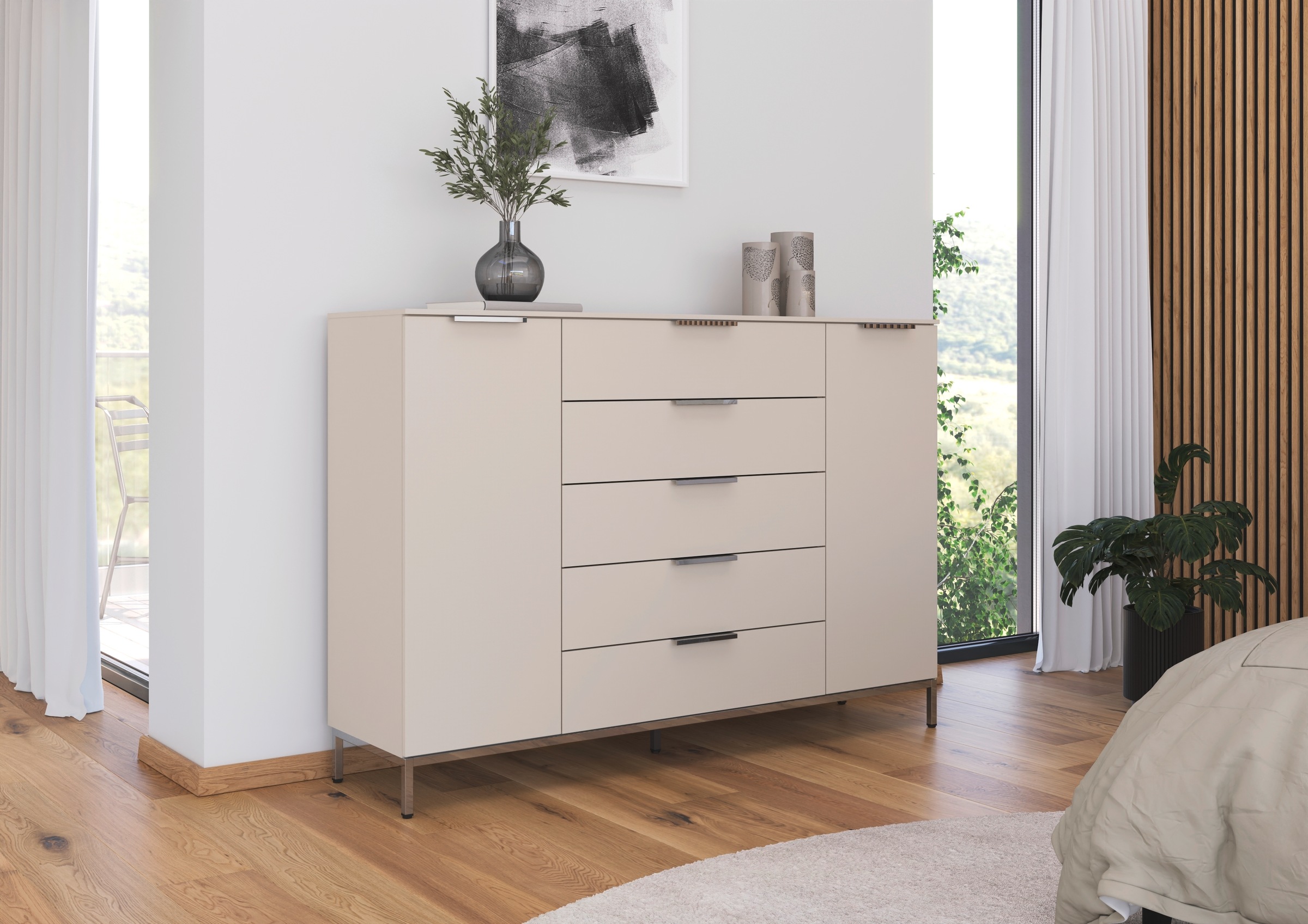 rauch Kombikommode »Kommode Türkommode Sideboard Kombikommode FLIPP« Breite 160/180 cm mit 4 Einlegeböden,  2-türig mit  5 Schubladen und Soft-Close-Funktion in zwei Breiten