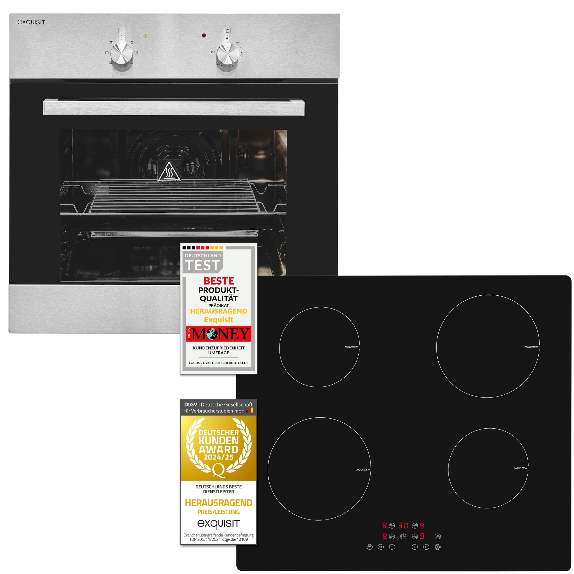 exquisit Backofen-Set »BAKO555600U«, autark einbaubar-Ofen mit Umluft,Kochfeld mit Sensorbedienung